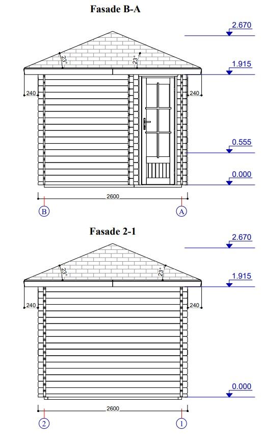 5-Eck Gartenhaus Schweden 42 – 28 mm Blockbohlen mit Einzeltür