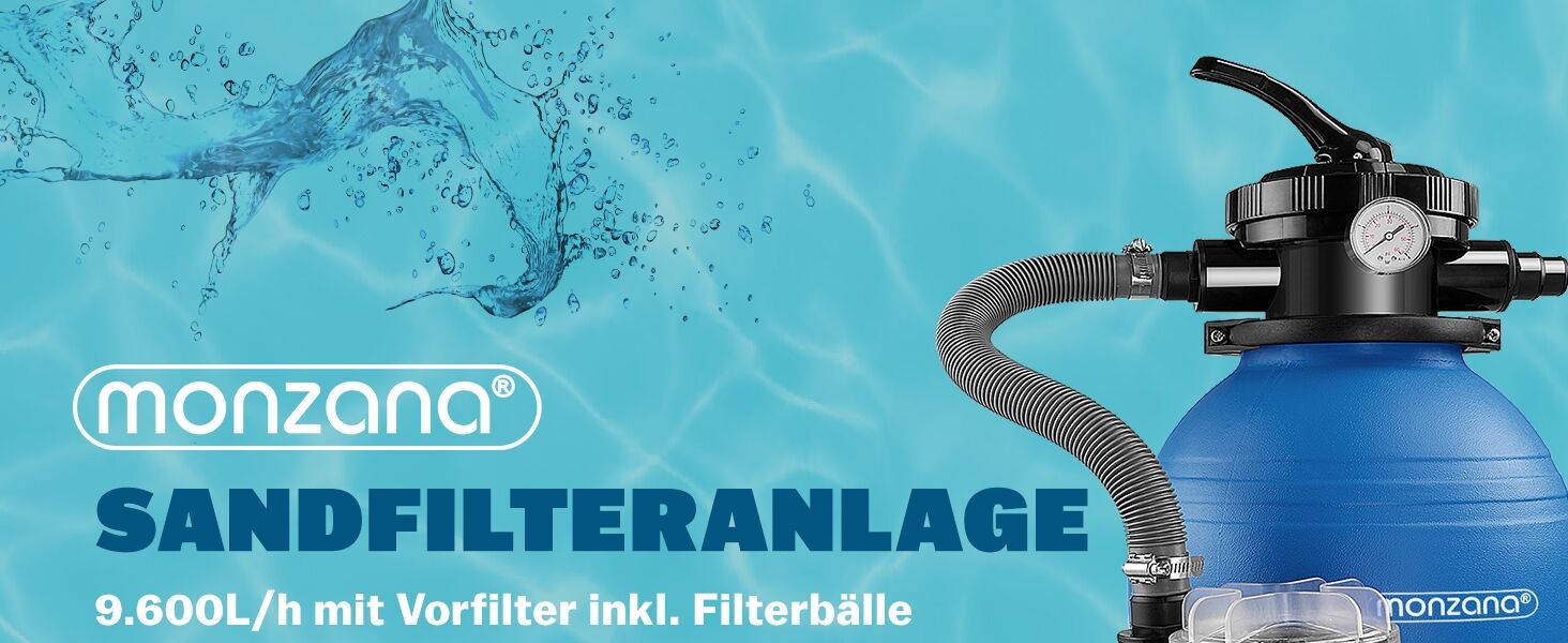 Sandfilfteranlage 9600 L/h inkl 1000gr Filterbällen