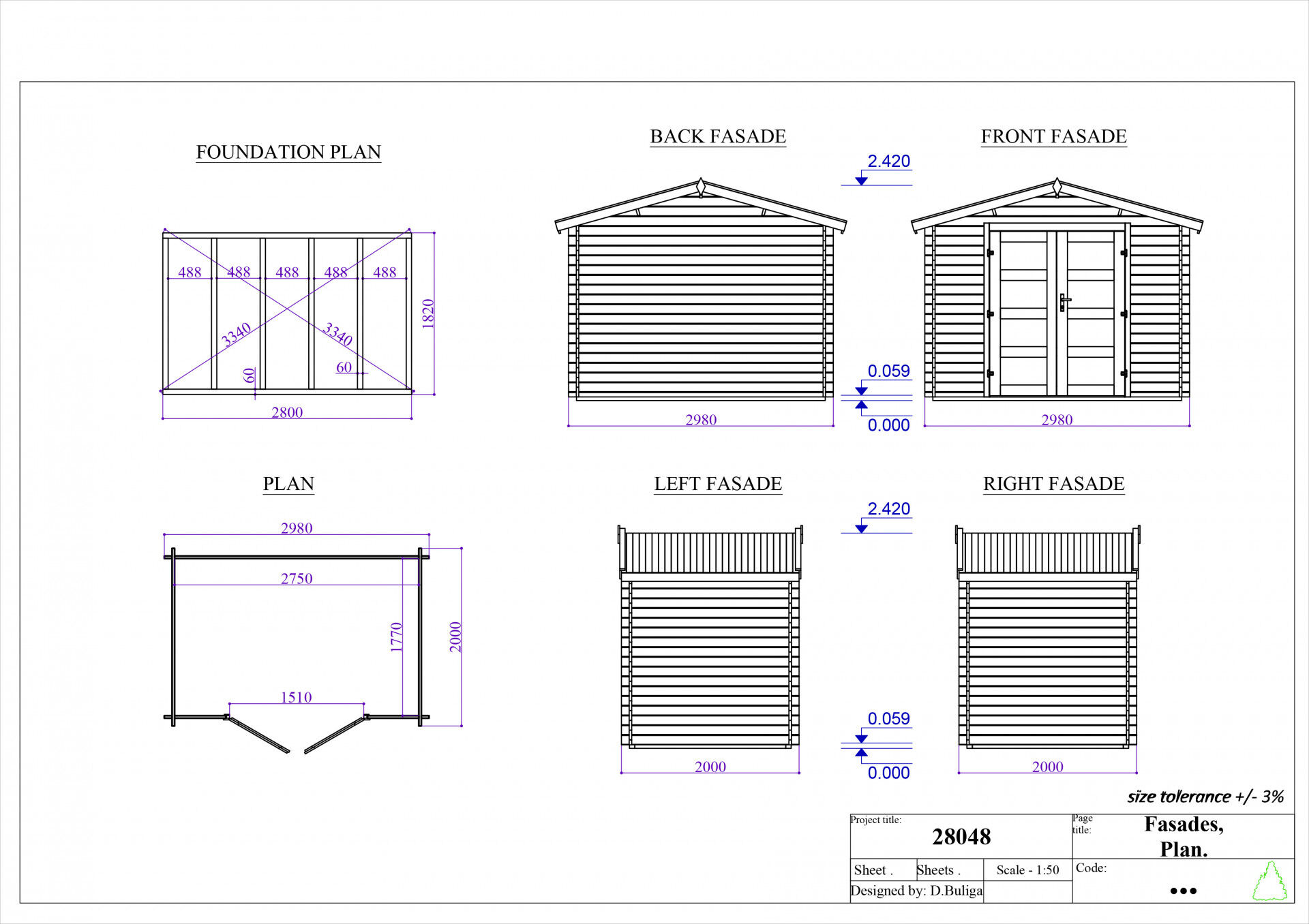 Gartenhaus 3×2 Funny 10 Holz Gartenhaus mit Doppeltür und Satteldach