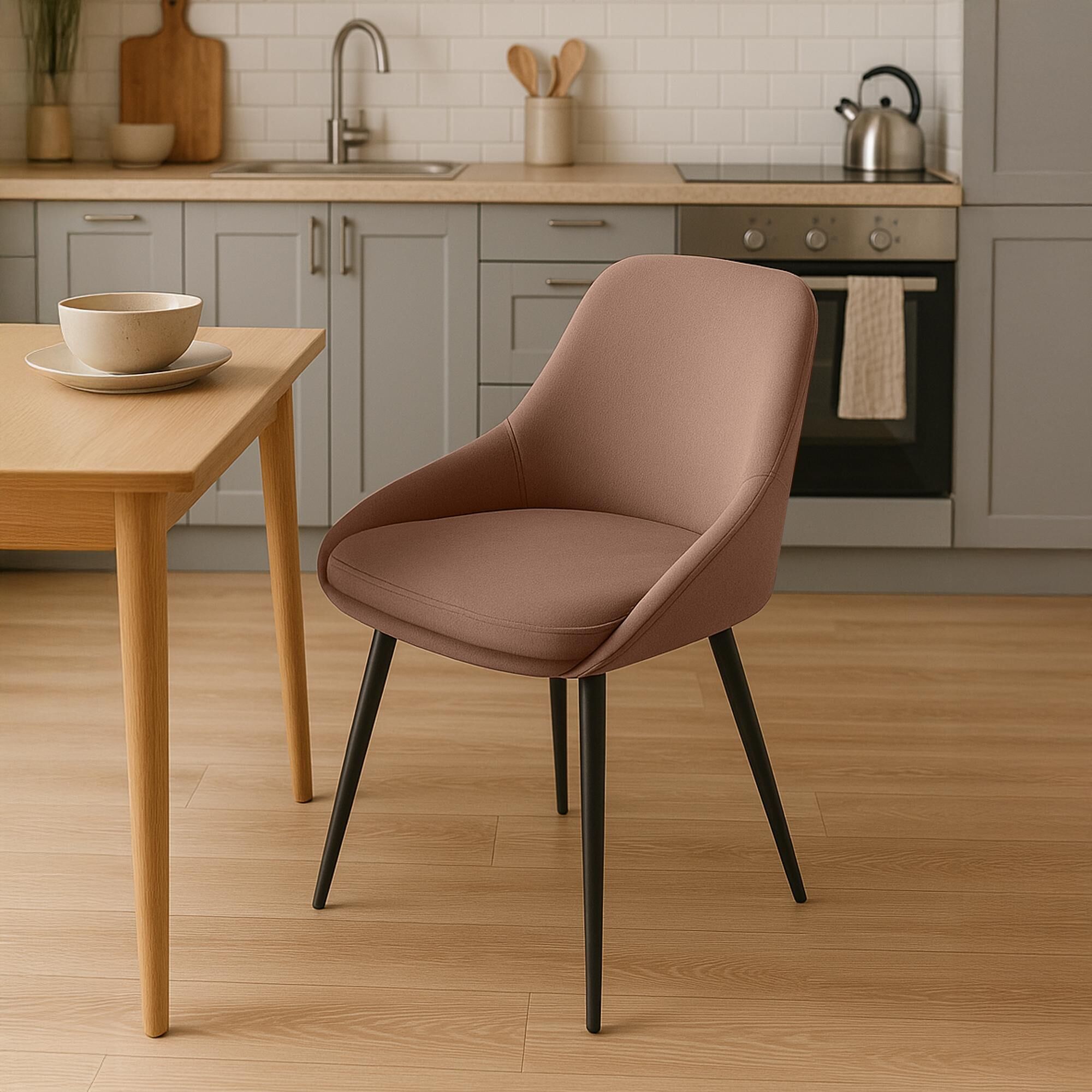 Esszimmerstuhl Elmira Samt schwarz, braun