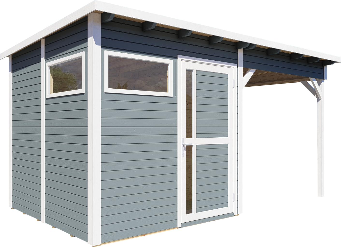 Gartenhaus Holz Pentus 2 Lounge hellgrau 449 x 234 cm