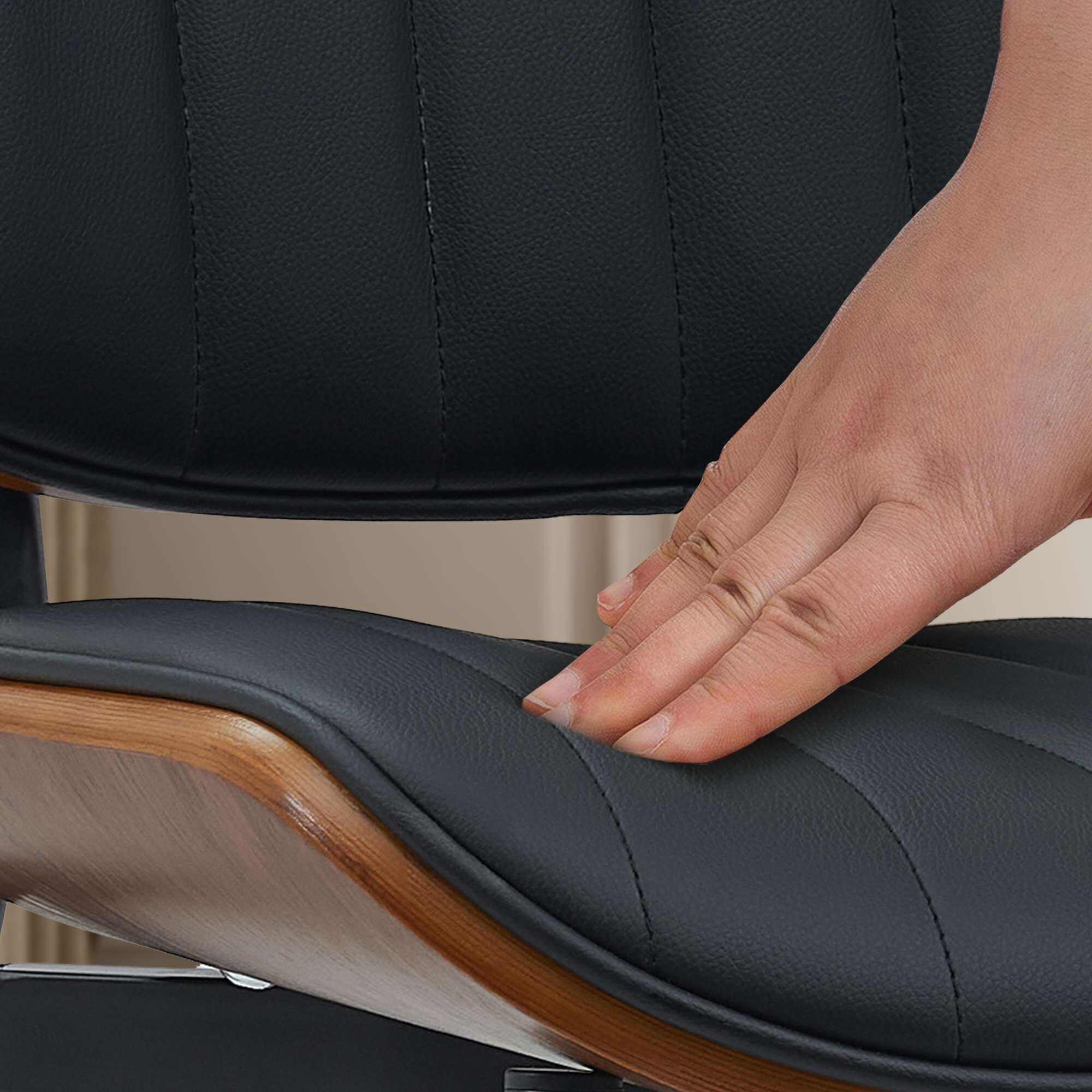 Besucherstuhl Tiffin Kunstleder, walnuss/schwarz