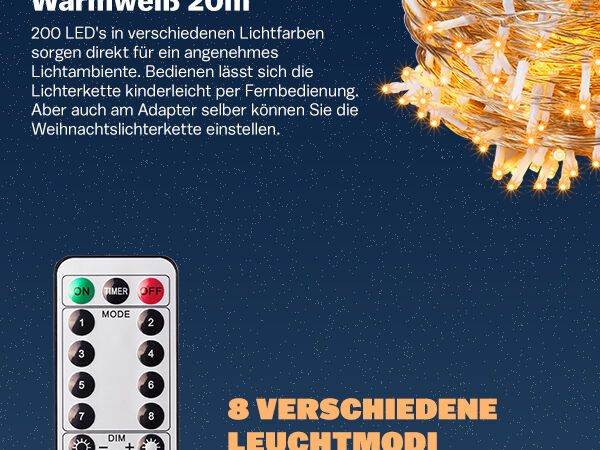 Lichterkette Weihnachten inkl Fernbedienung