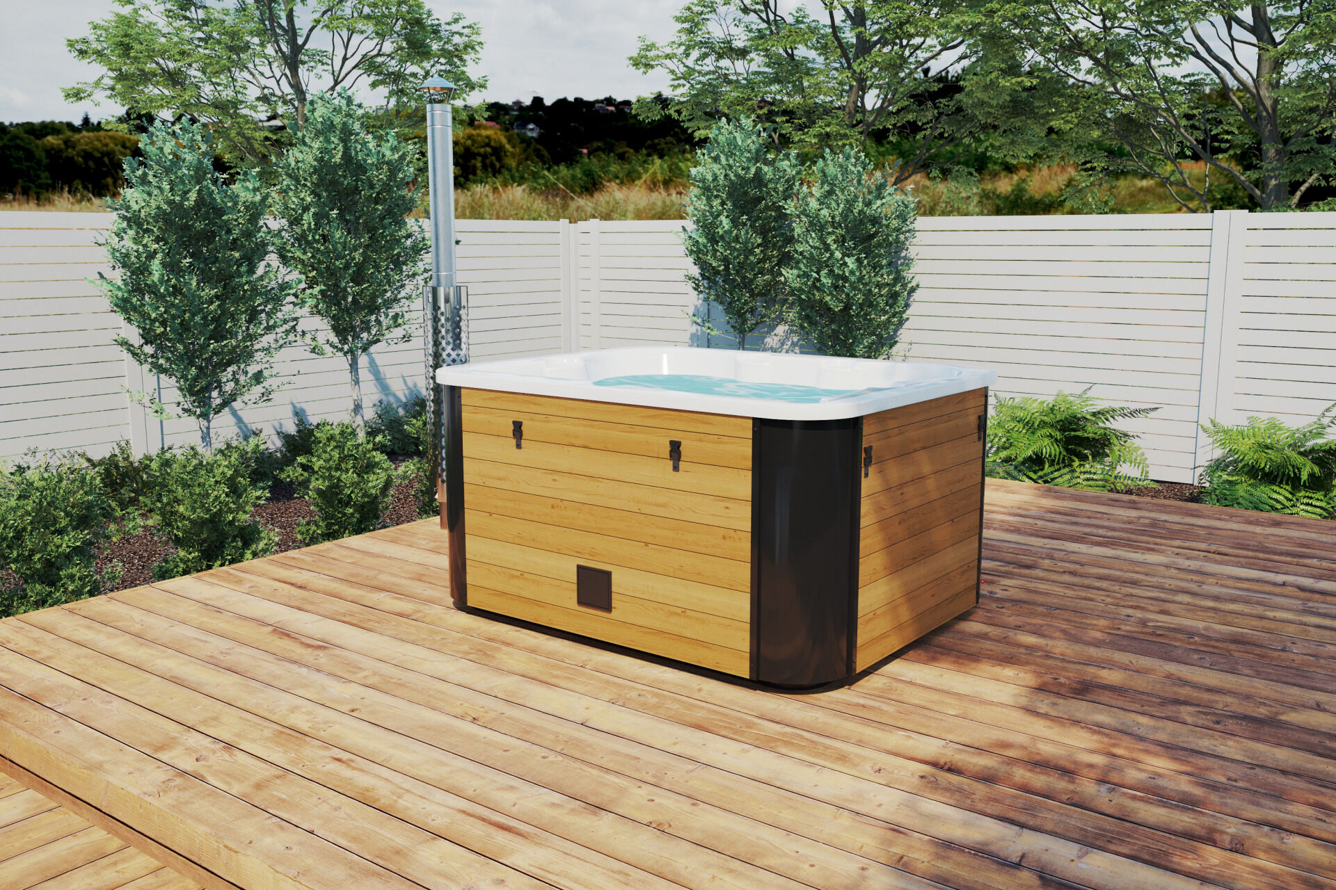 Badefass Topset mit Holzofen | Thermoholz | Acryl-Einsatz