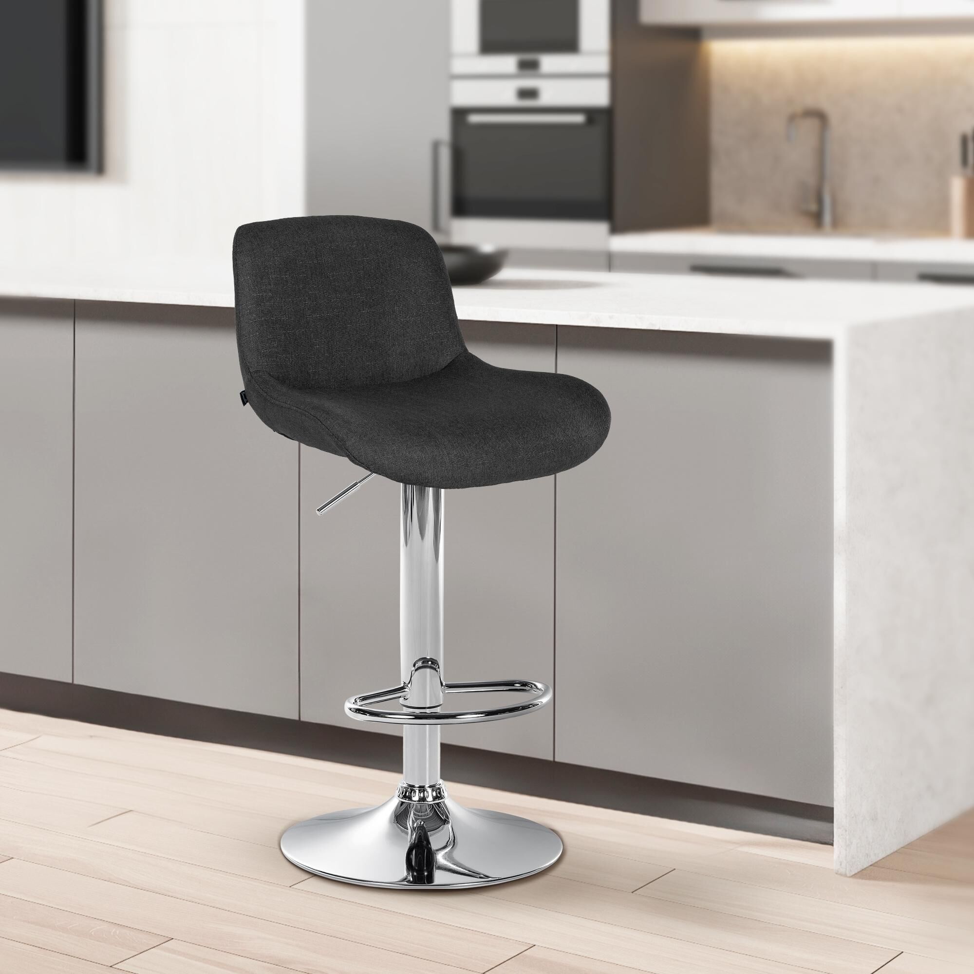 Barhocker Solon Chrom Stoff, schwarz