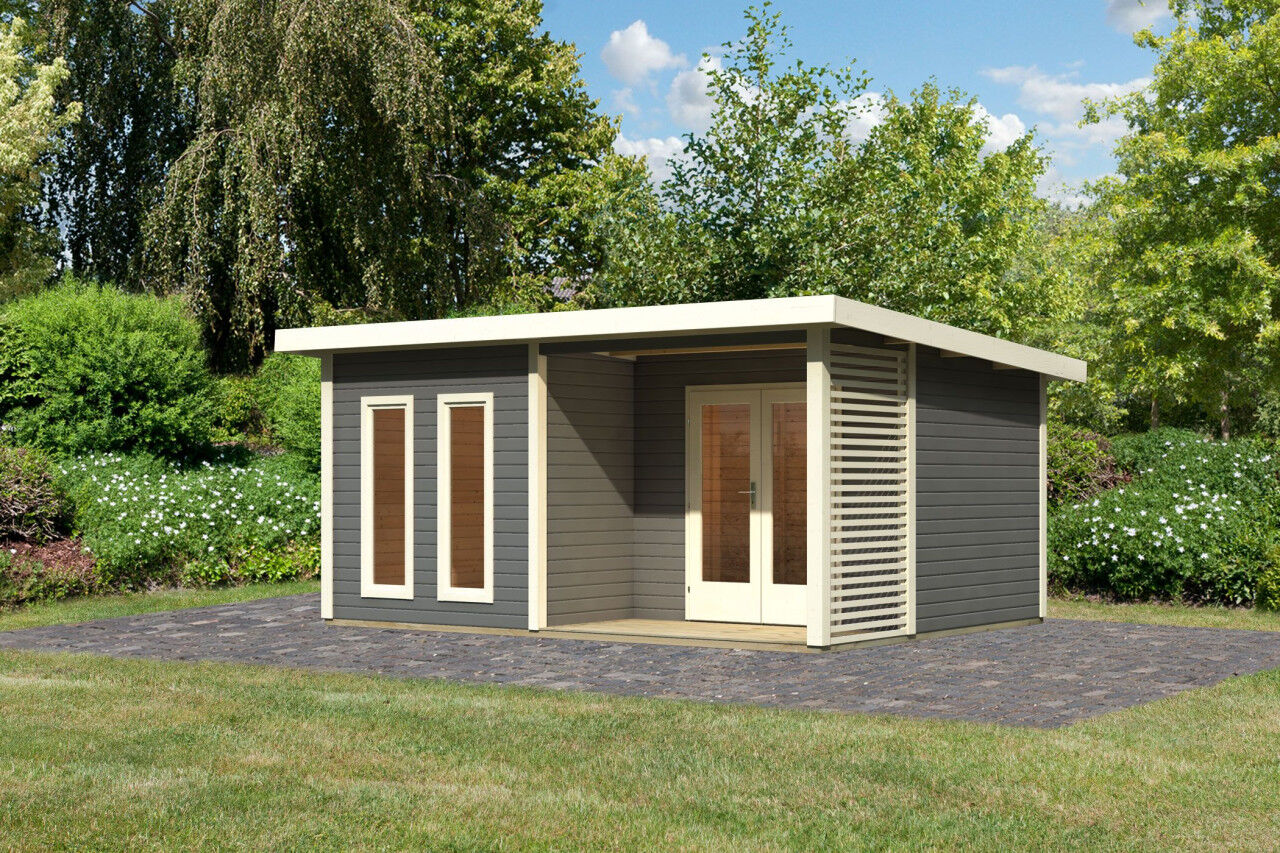 Karibu Flachdach Gartenhaus Radeburg 5 terragrau terragrau