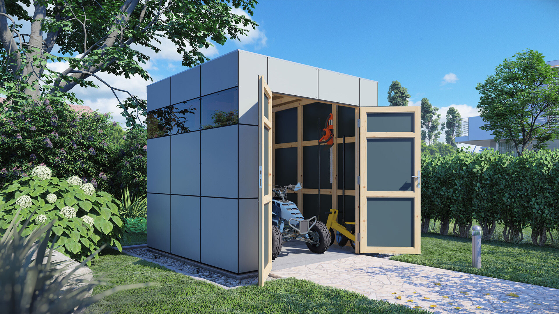 Gartenhaus HPL 1 hellgrau