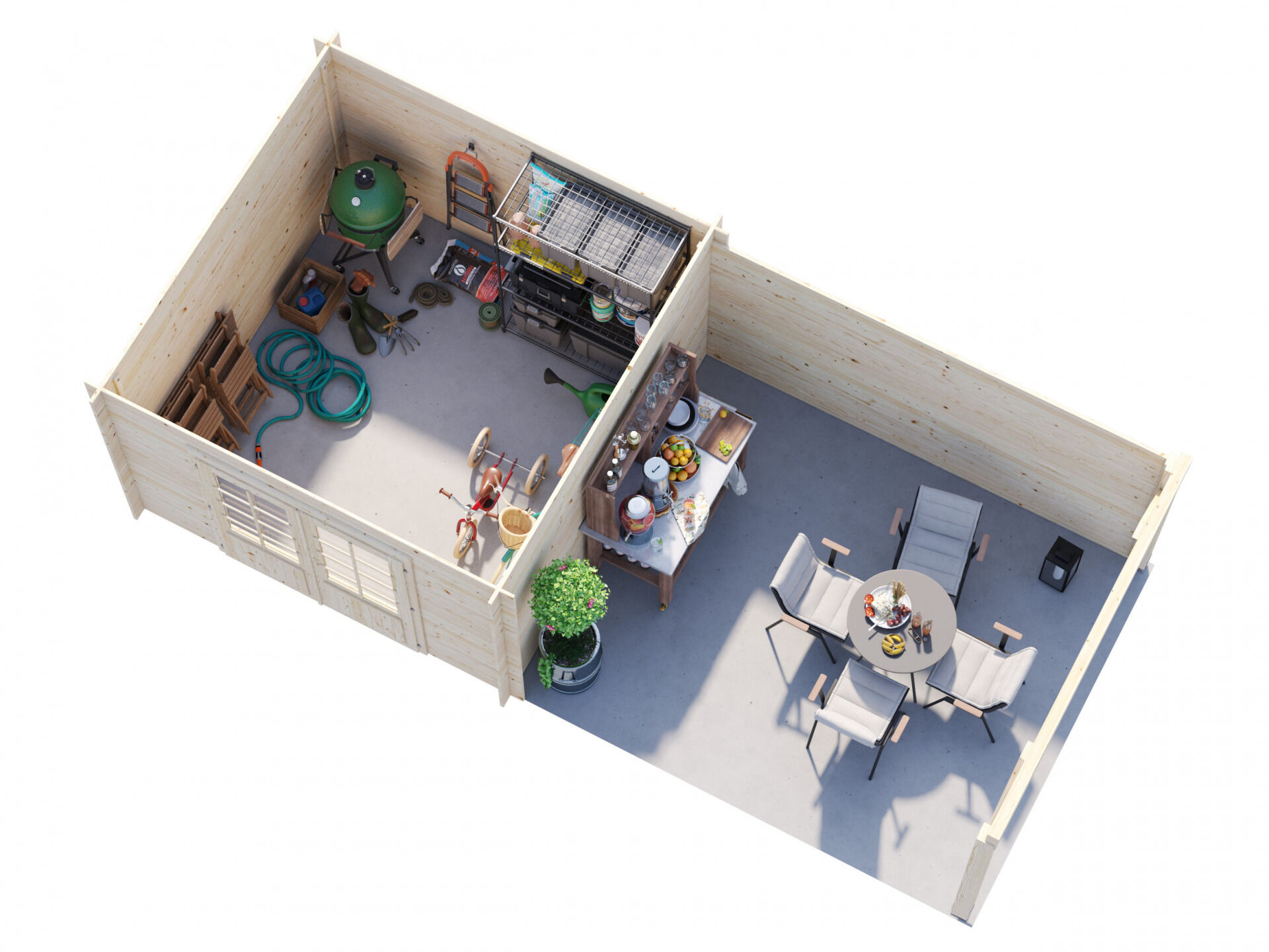 Flachdach Palmako Gartenhaus Ella 8,7+10,0 m²