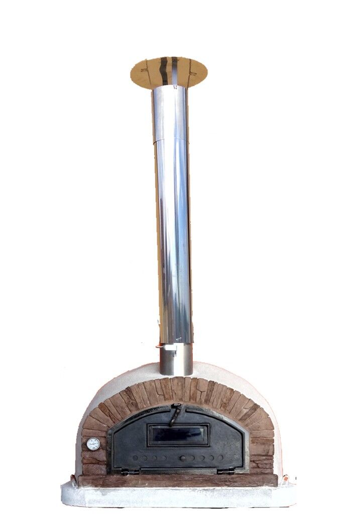 Pizzaofen Buenaventura AL 100 inkl. Kaminrohr und Regenhut aus Edelstahl, rot