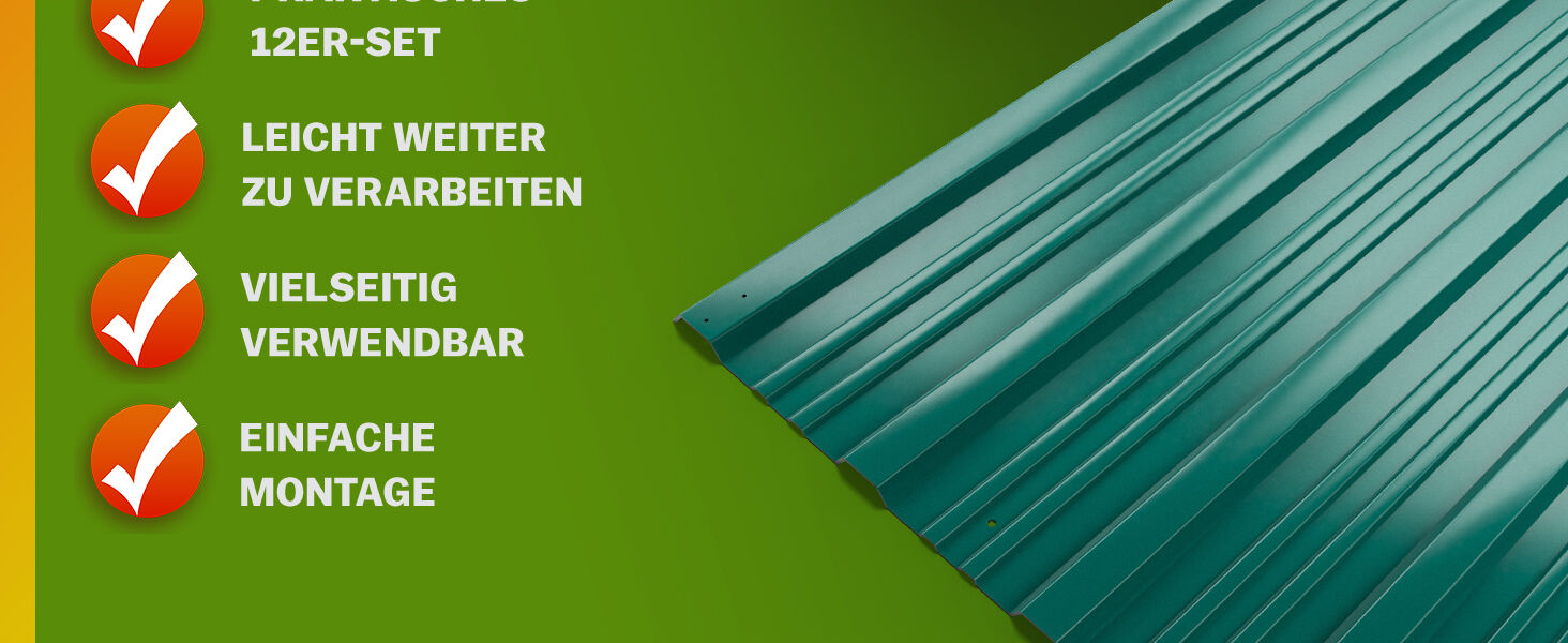 Trapezblech 12er-Set Grün 129x46cm gelocht