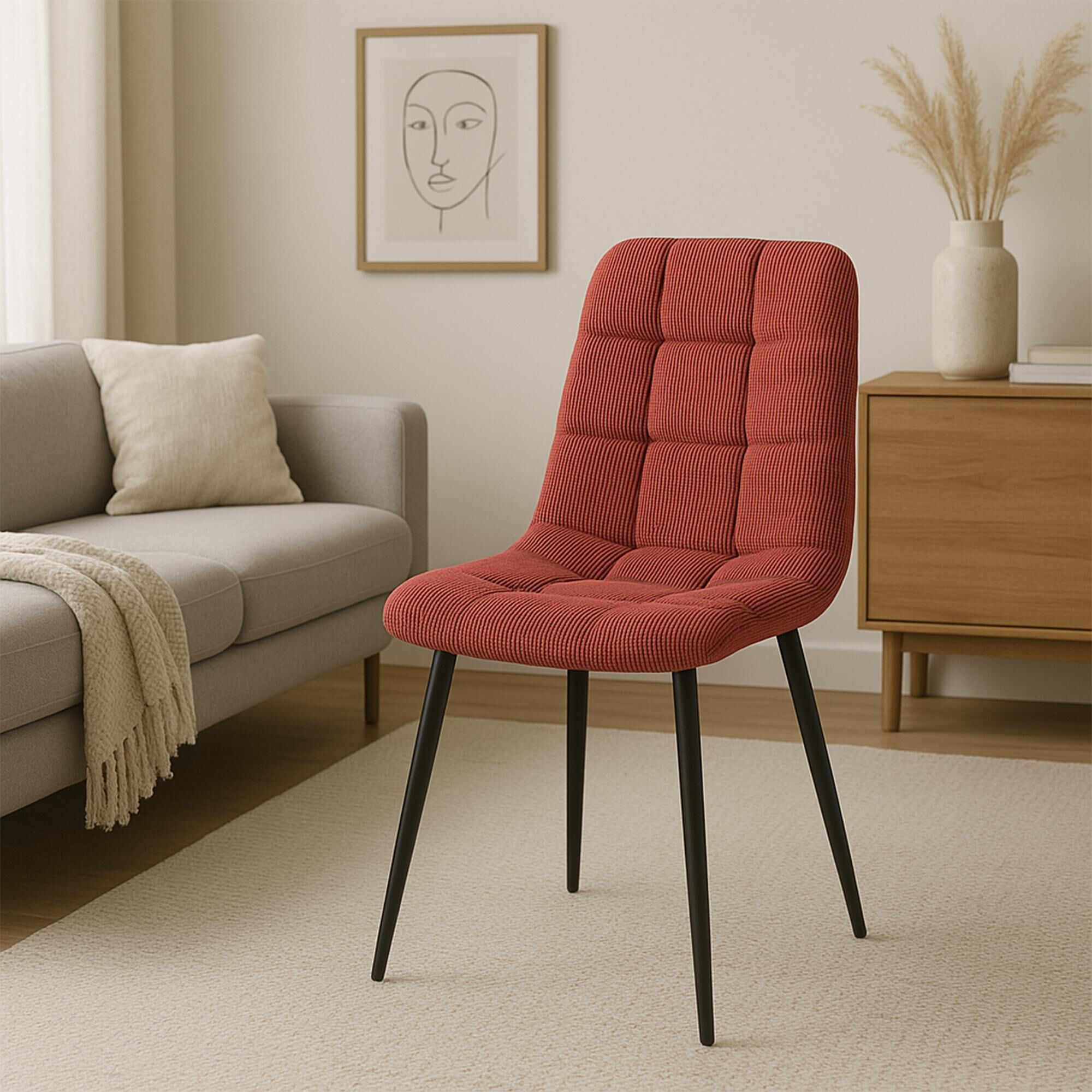 Esszimmerstuhl Tilde Cord, bordeauxrot