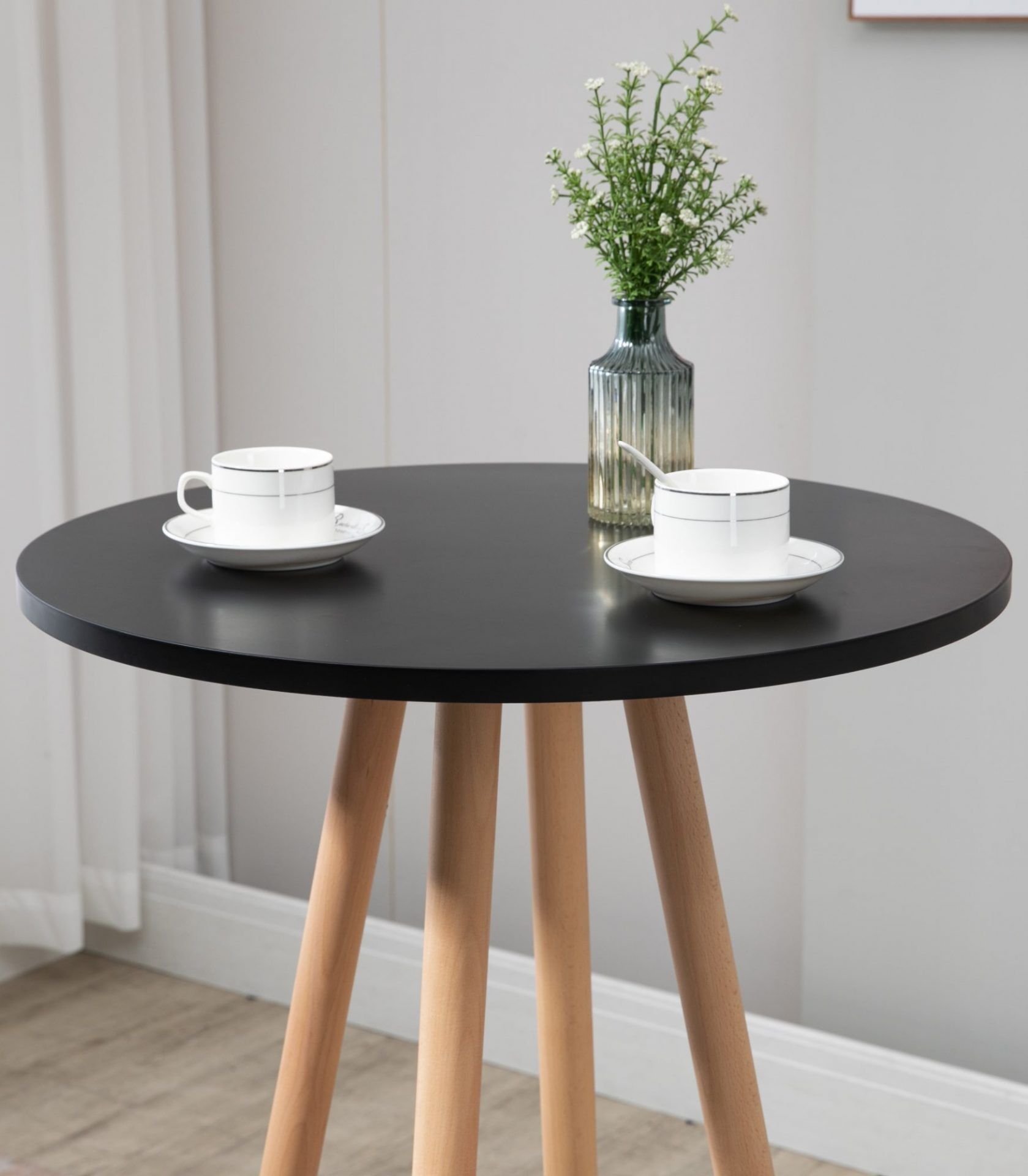 Stehtisch Livia rund, natura/schwarz