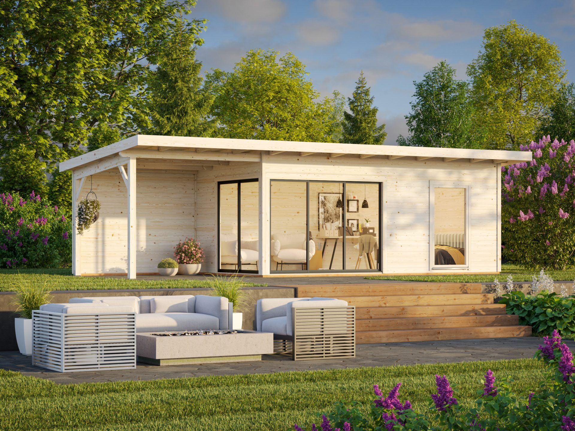 Palmako Pultdach Gartenhaus Andrea 17,1+7,9 m² Slide Plus