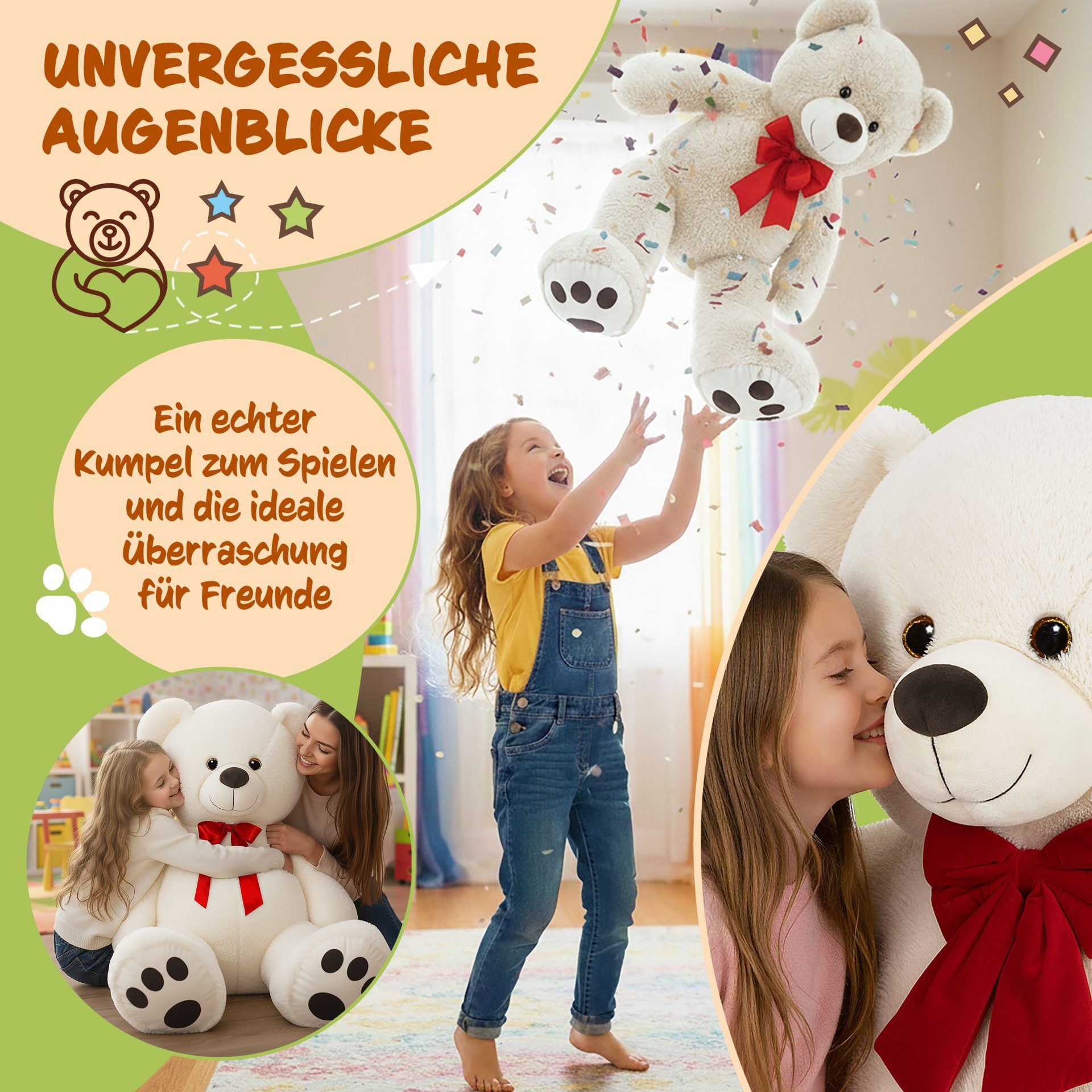 Plüschtier Teddybär XXL Weiß 150cm