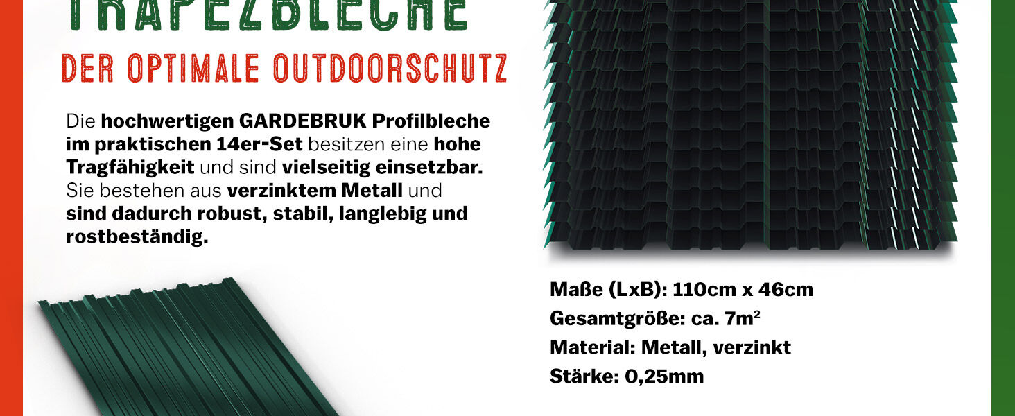 Trapezblech 14er-Set Grün 110x46cm