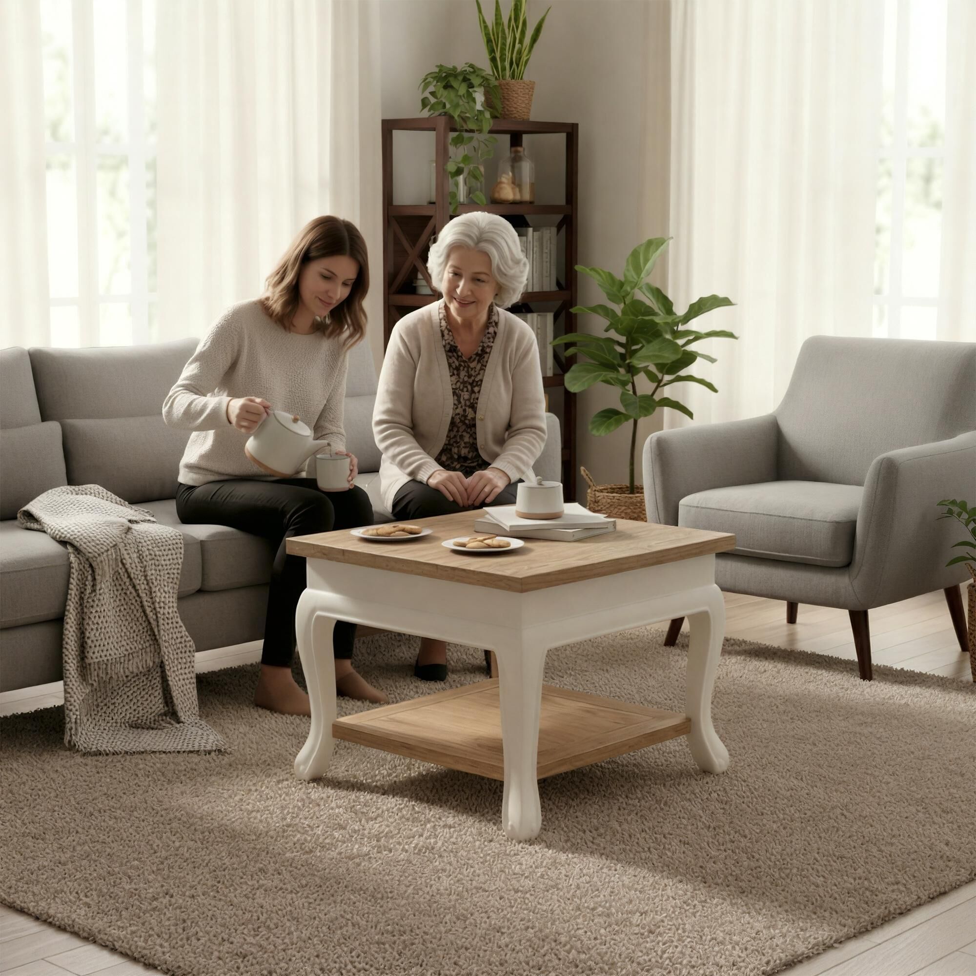 Couchtisch Thordis, natura/weiß