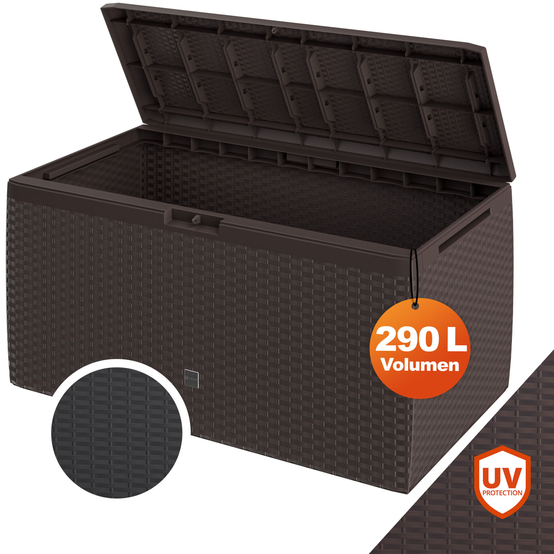 Gartenbox 290L Braun Rato Plus mit Rollen wetterfest