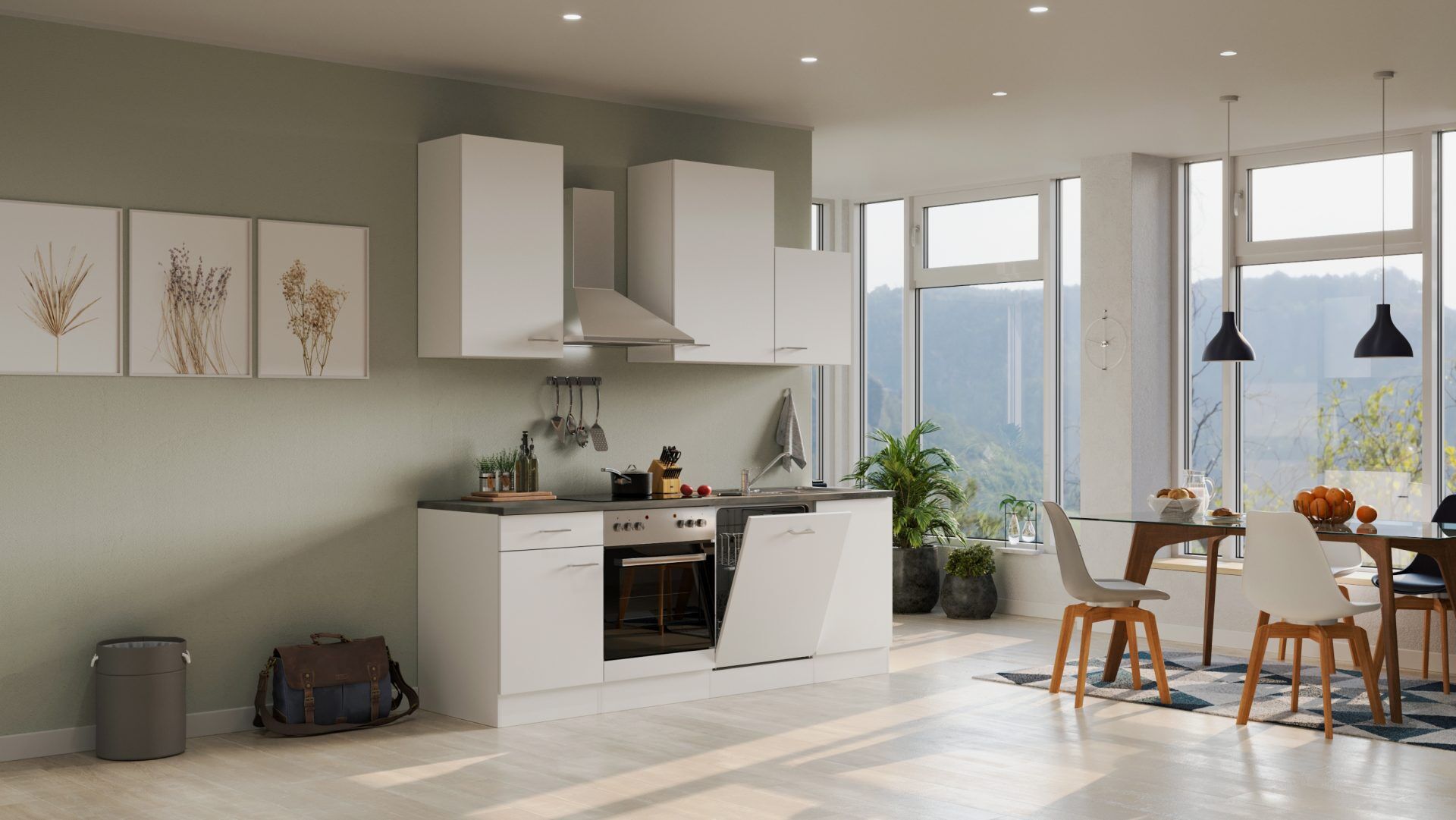 Küchenzeile LUCCA 220 cm mit E-Geräten