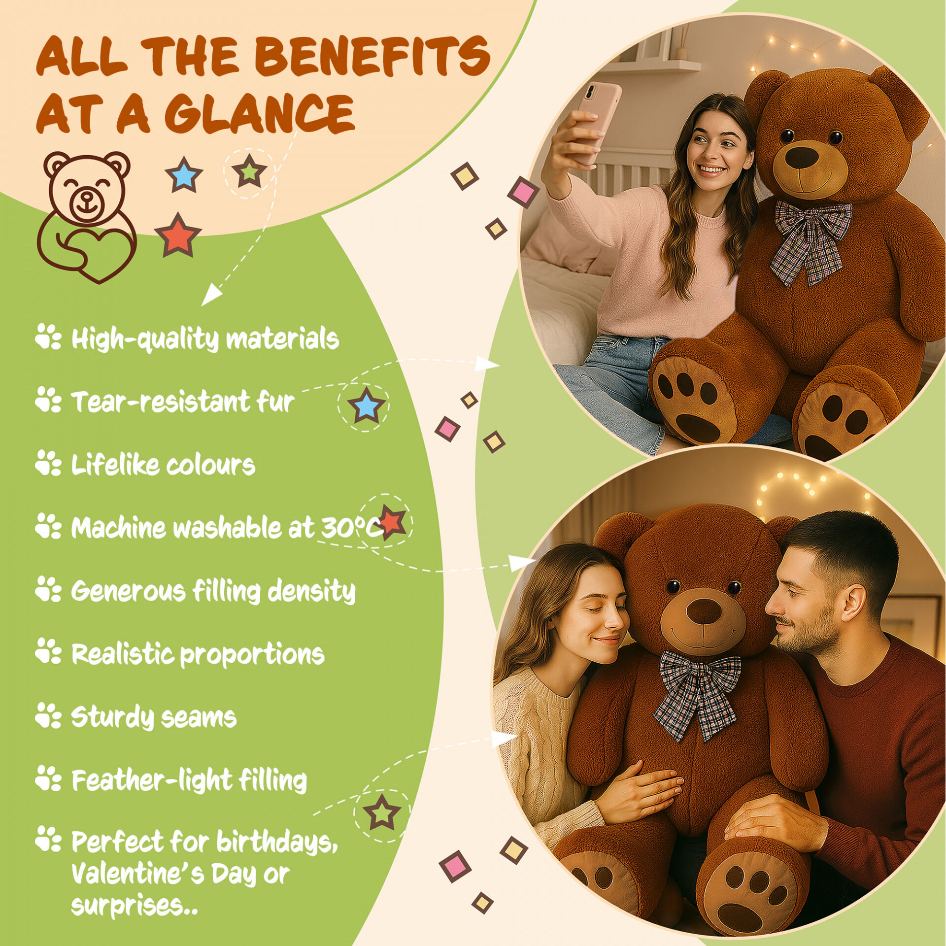 Plüschtier Teddybär XL Braun 100cm
