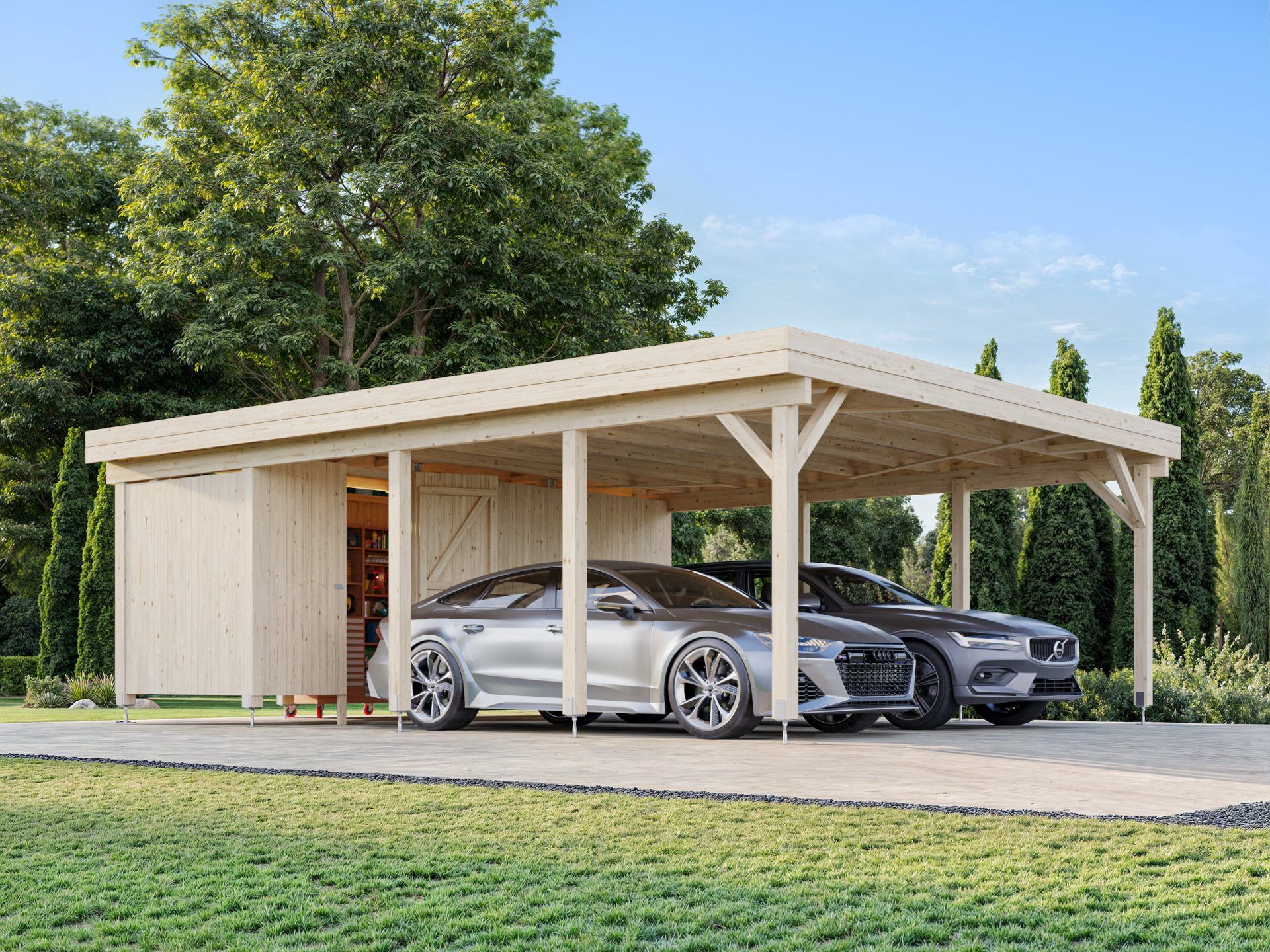 Palmako Carport Karl 40,6 m2 mit Geräteraum
