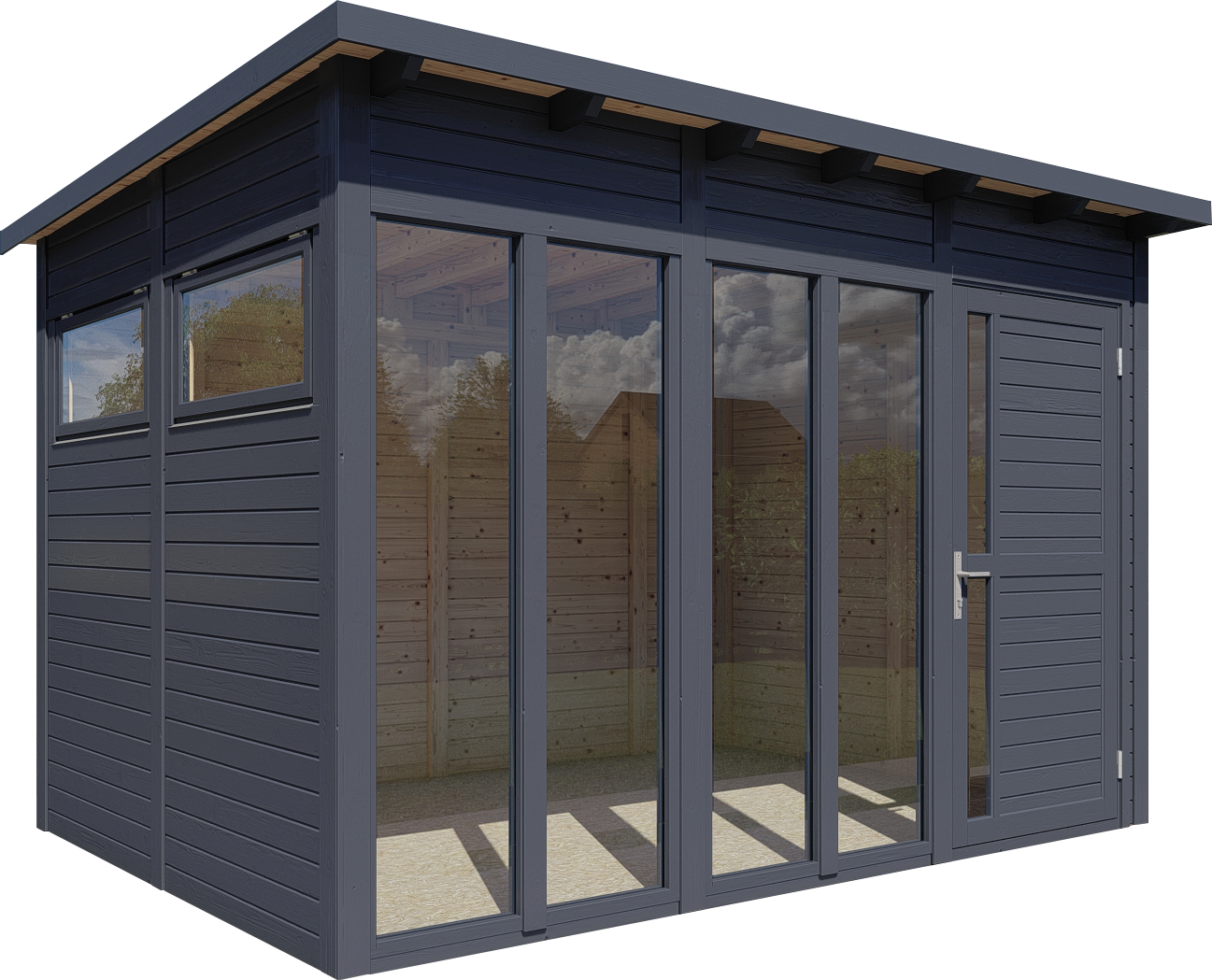 Gartenhaus Holz Pentus 3 Office anthrazit 333 x 230 cm