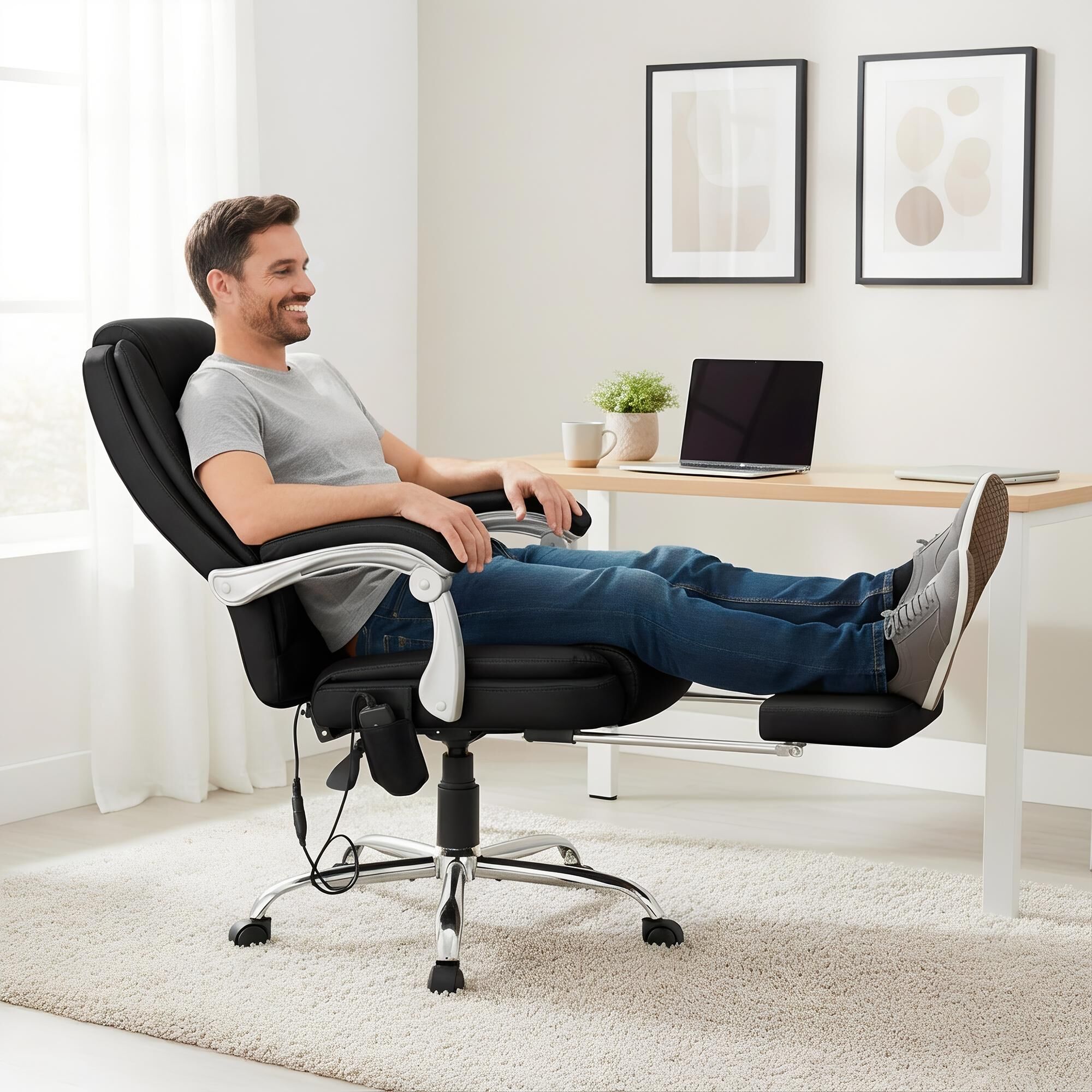 Bürostuhl Rubia mit Massagefunktion Kunstleder, schwarz