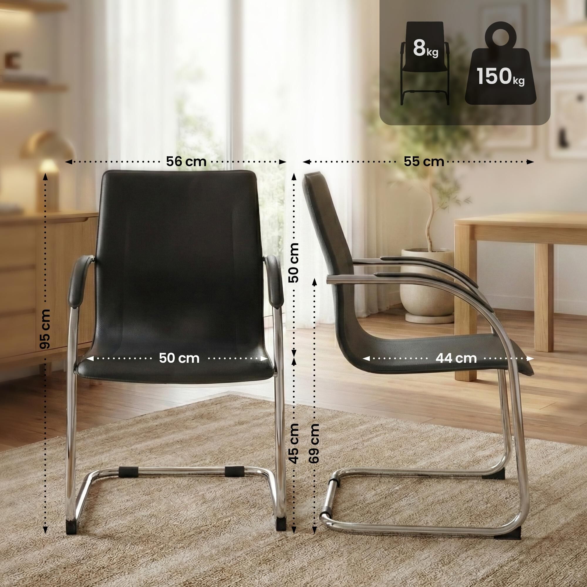 Besucherstuhl Noeleen, schwarz