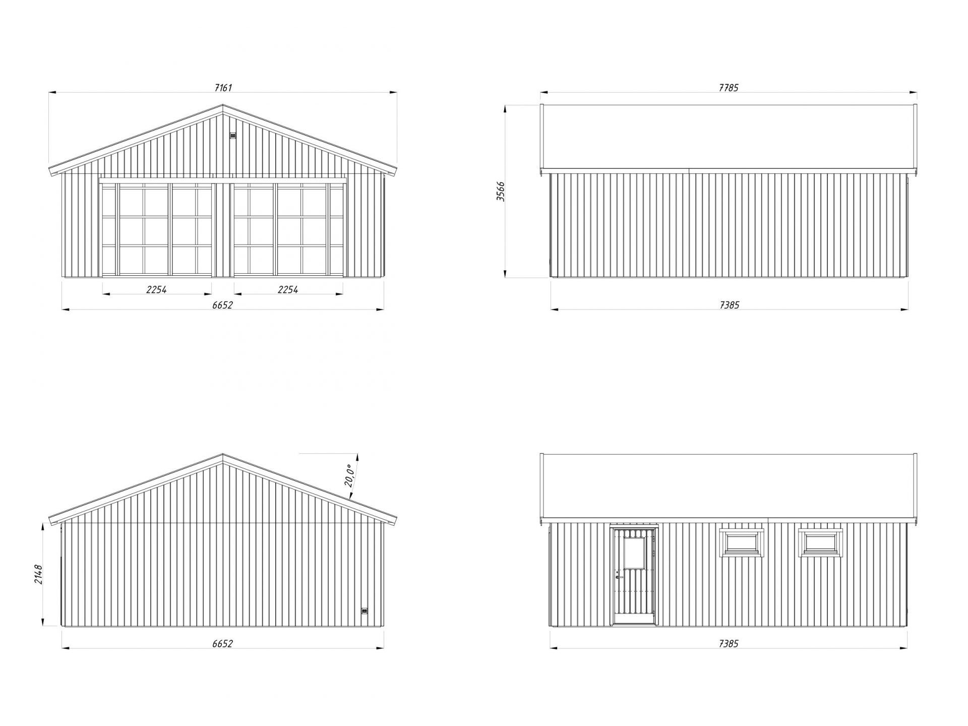 Palmako Holzgarage Andre 44,7 m² ohne Tor