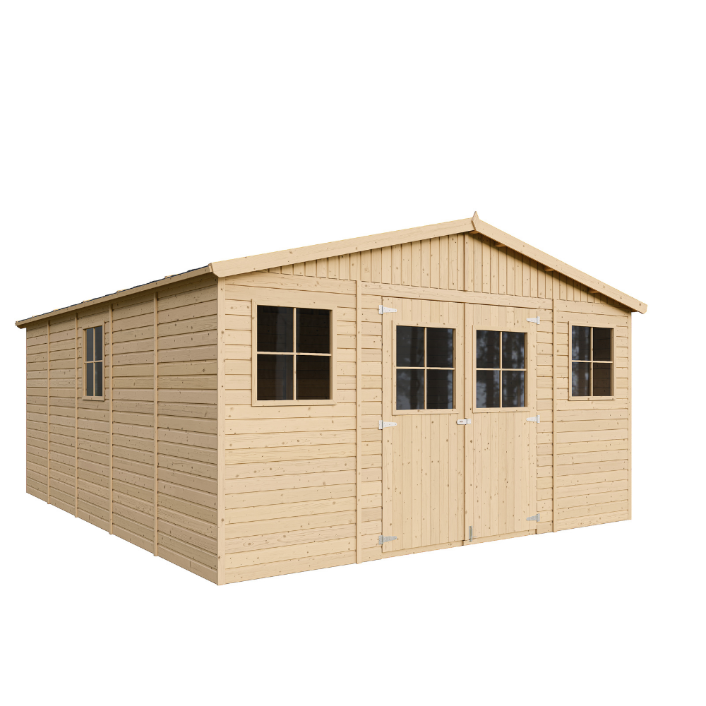 Gartenhaus Henry M333+M333G mit Boden – Gerätehaus Holz 401 x 493 cm – 20 m2