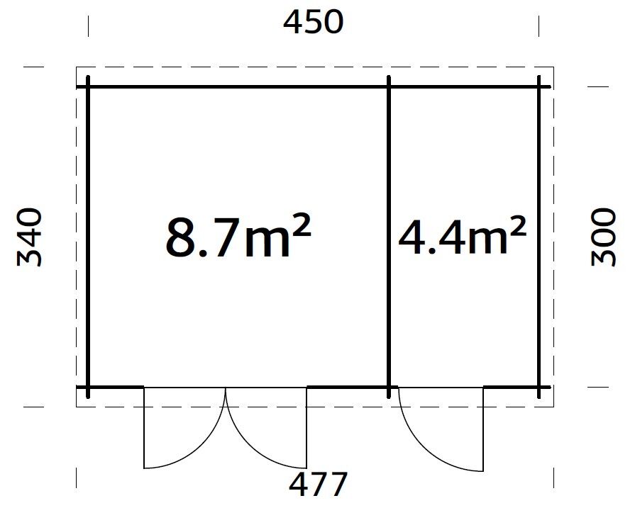 Flachdach Palmako Gartenhaus Ella 13,1 m²
