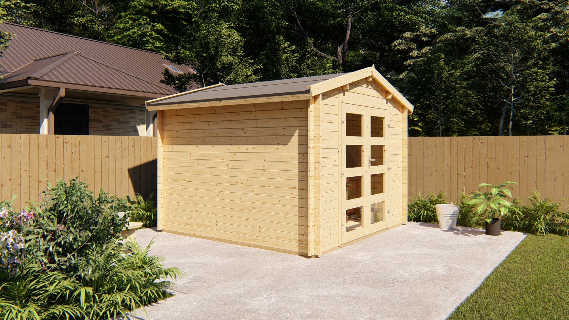 Gartenhaus 3×3 Funny 12 Holz Gartenhaus mit Doppeltür und Satteldach