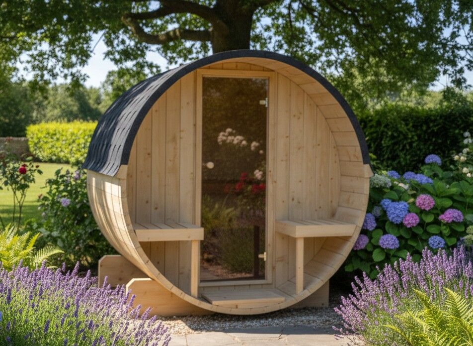 Fasssauna Alvi Fichte kaufen im Garten