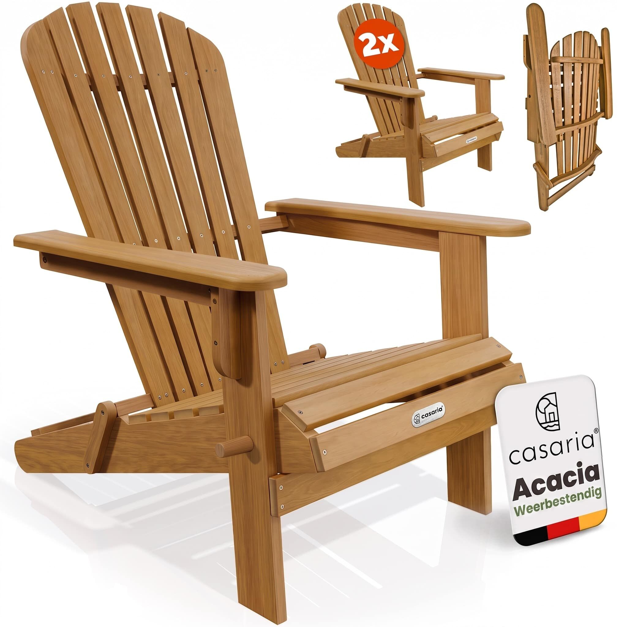 Liegestuhl Adirondack 2er-Set Akazienholz klappbar