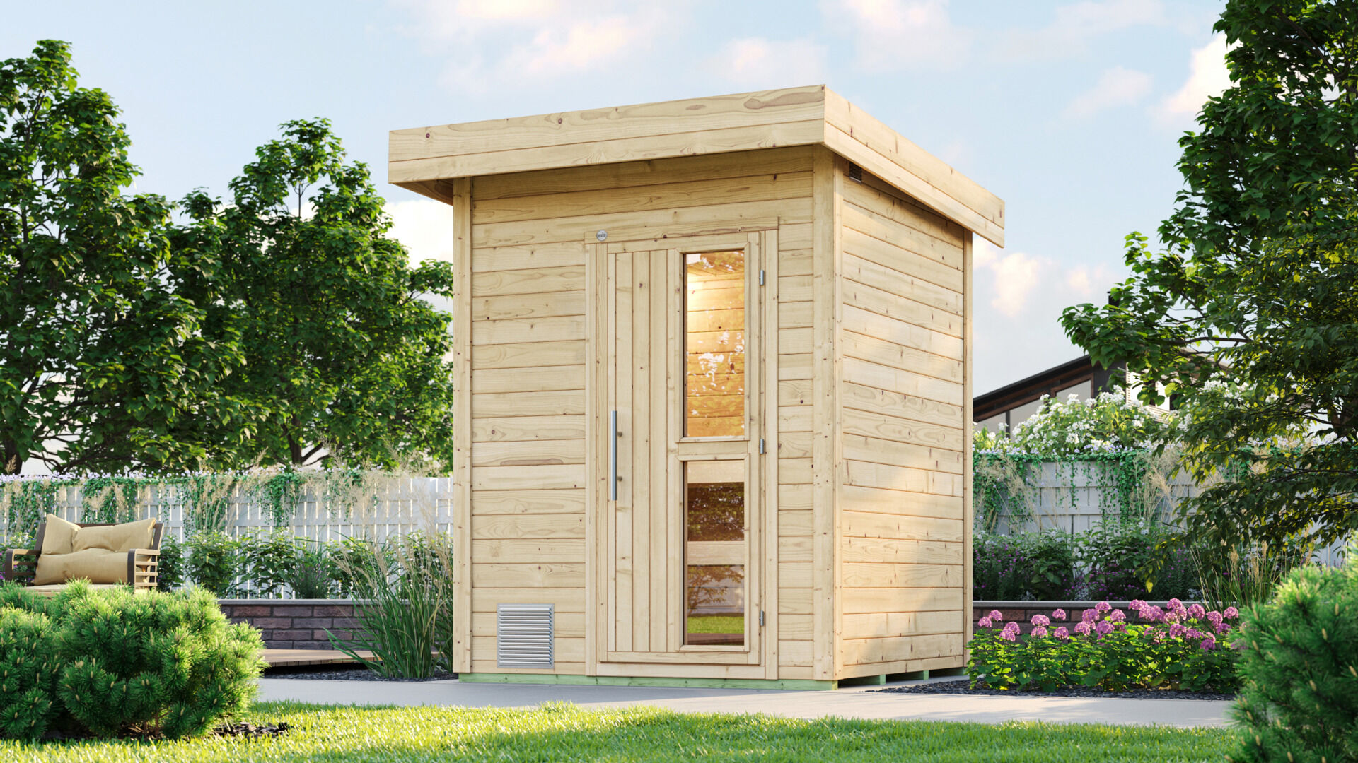 weka Saunahaus 38 mm NAANTALI Sparset inkl. 9,0 kW Kompakt-Ofenset