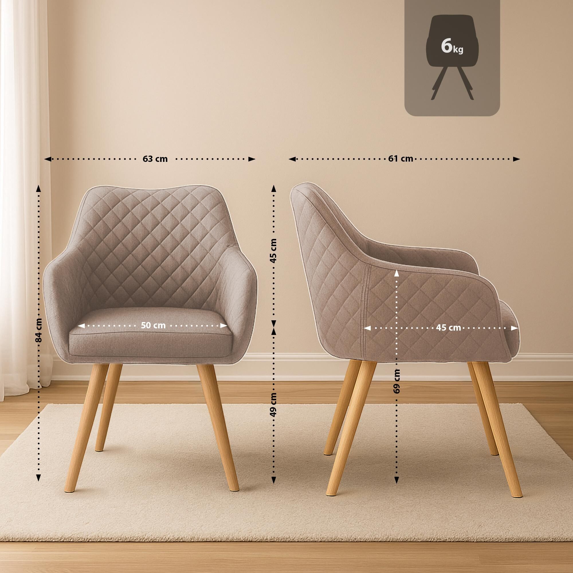 Esszimmerstuhl Gent Stoff natura, taupe