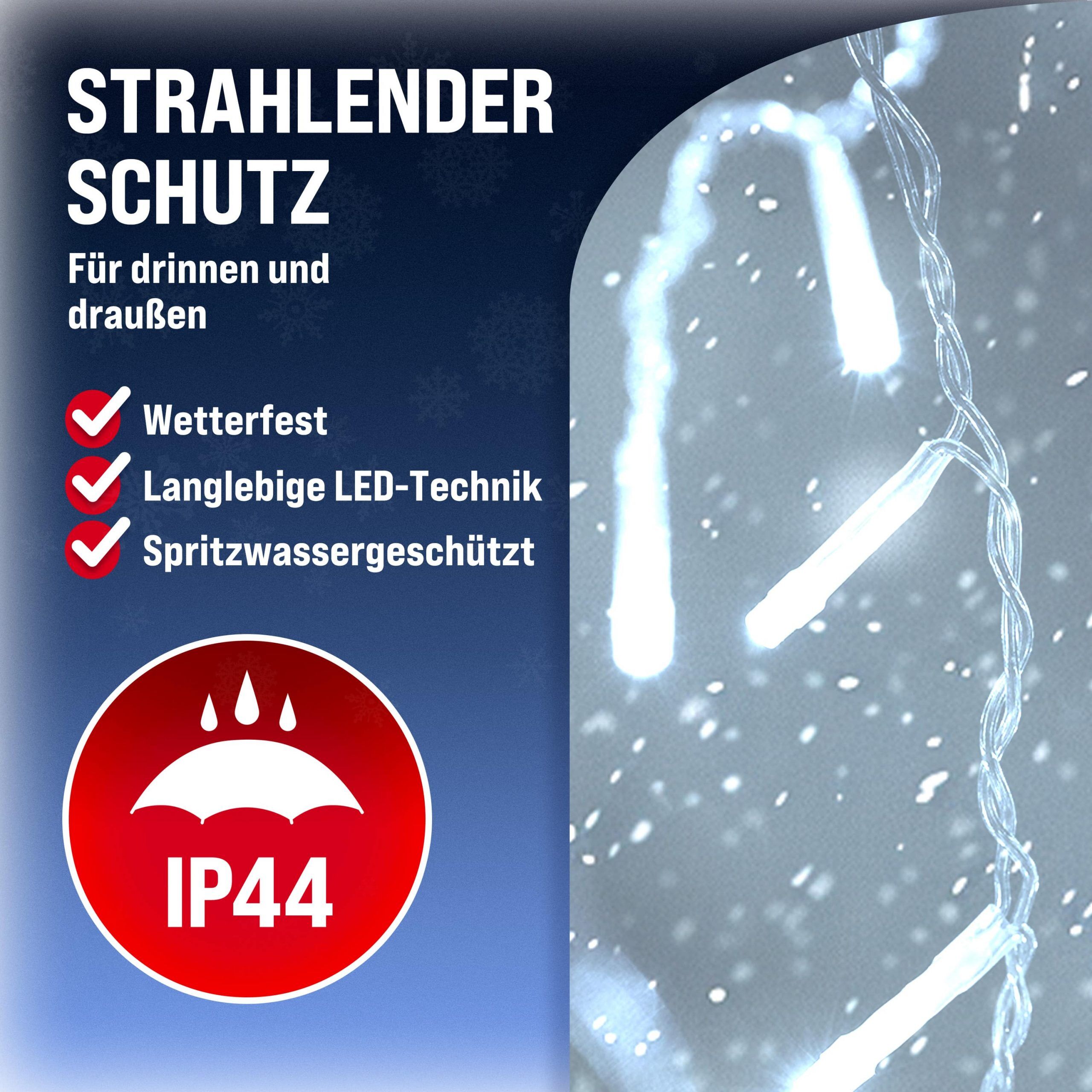 Regenlichterkette LED Kaltweiß 20m