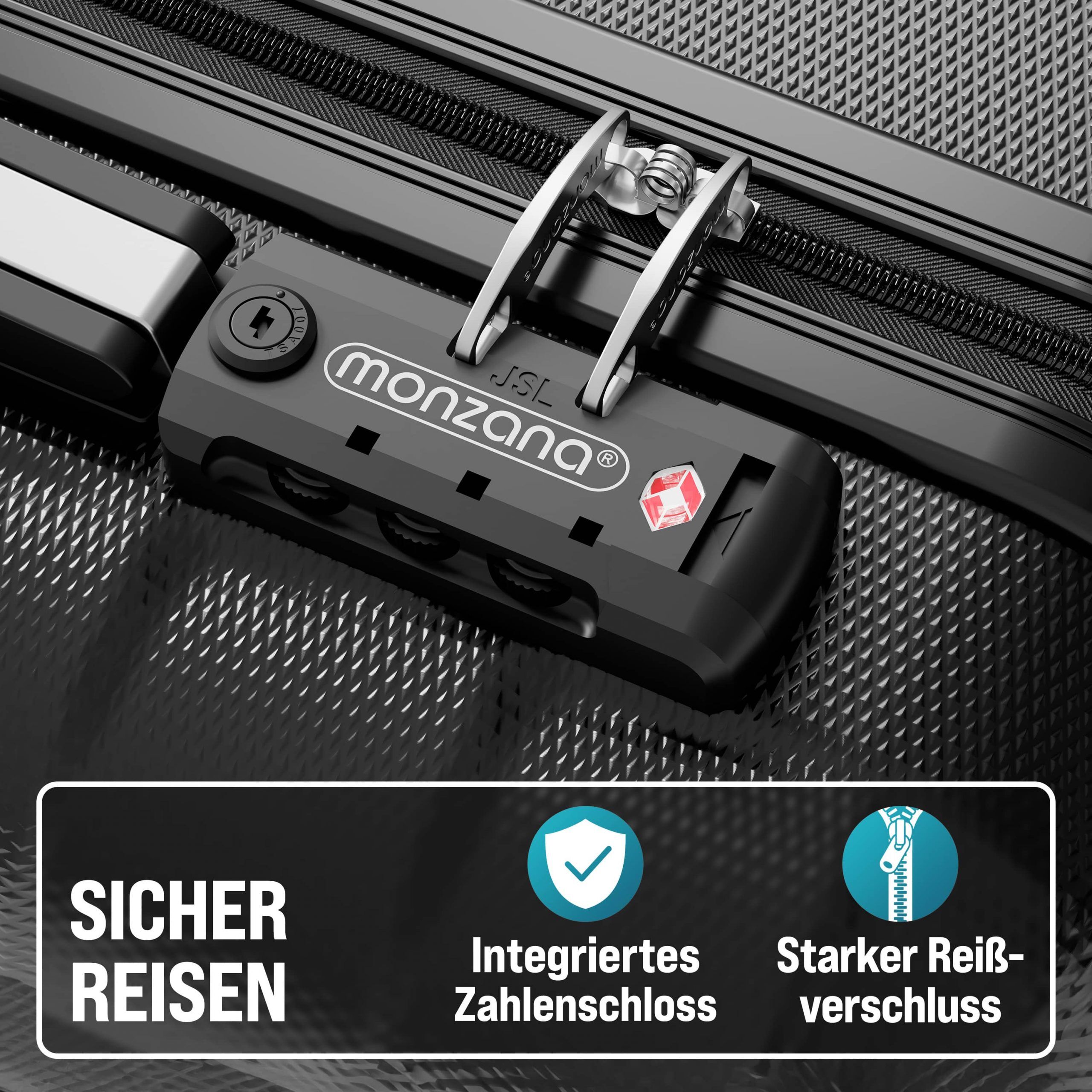 Hartschalenkoffer-Set Exopack 3-tlg Schwarz ABS Zubehör