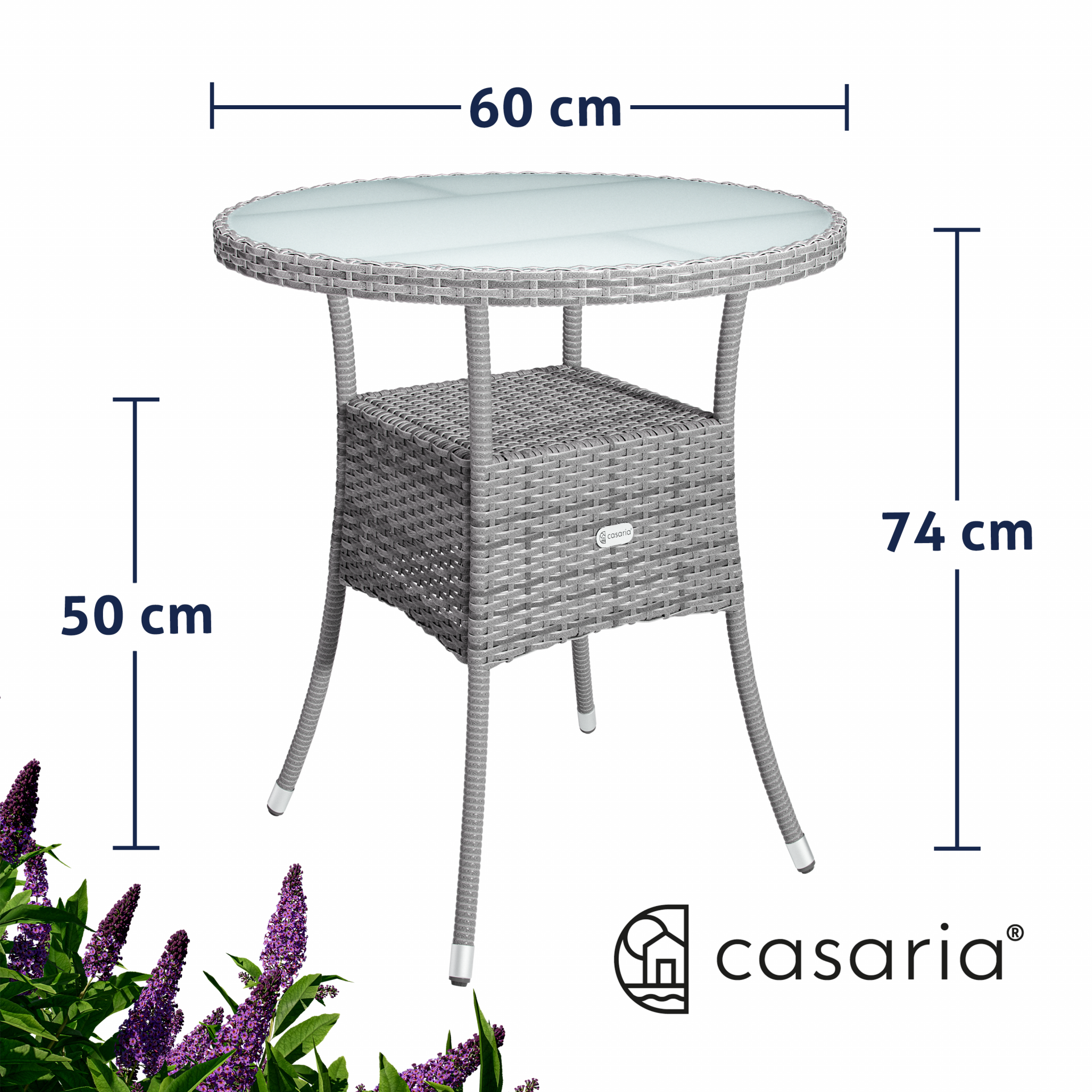Polyrattan-Tisch Grau rund Ø60cm