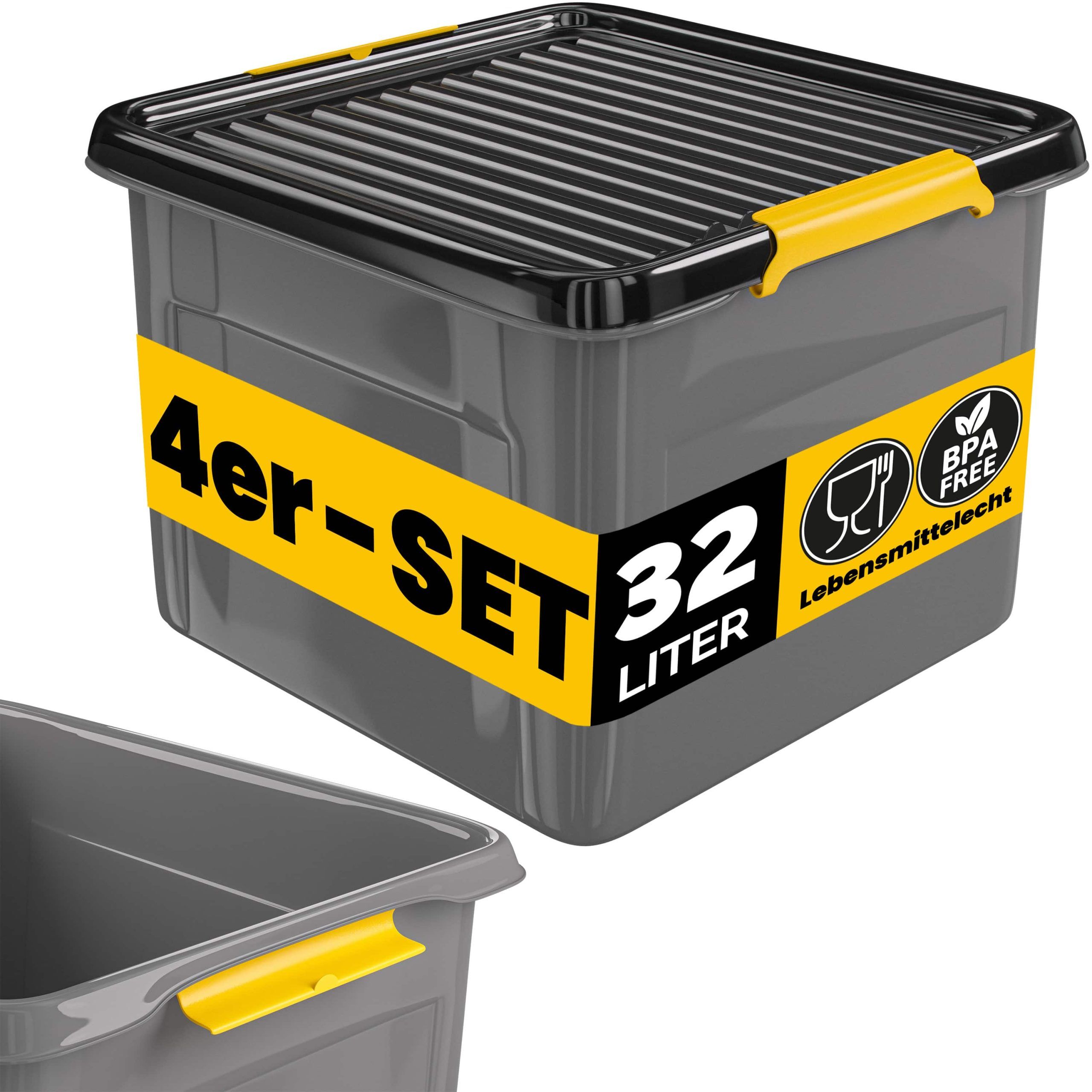 Aufbewahrungsbox 4er-Set Grau/Anthrazit 39x39x26cm stapelbar