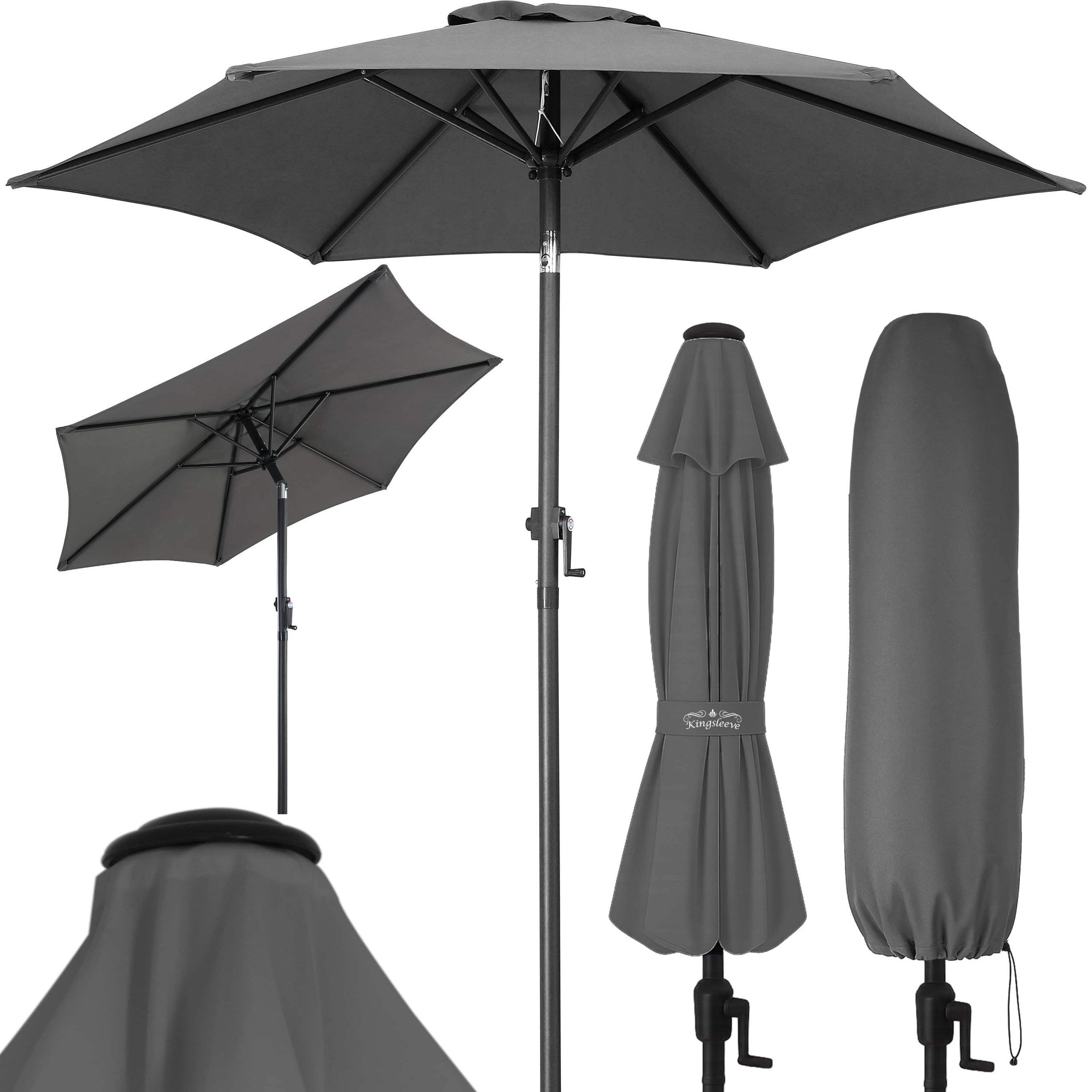 Sonnenschirm Fiji Anthrazit Ø200cm UV-Schutz 80+ mit Kurbel