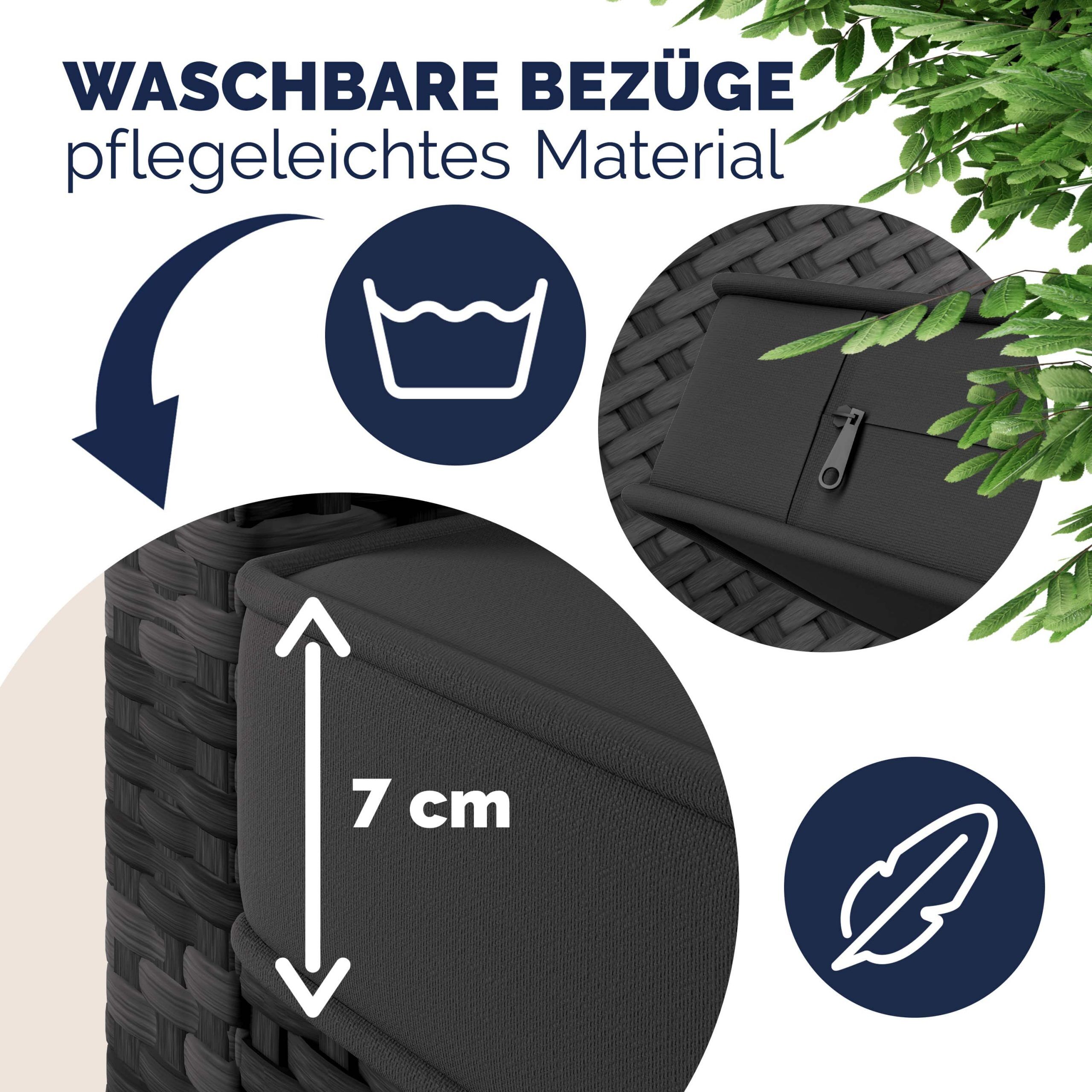 Polyrattan Ecklounge Lissabon Grau/Anthrazit inkl Kissen