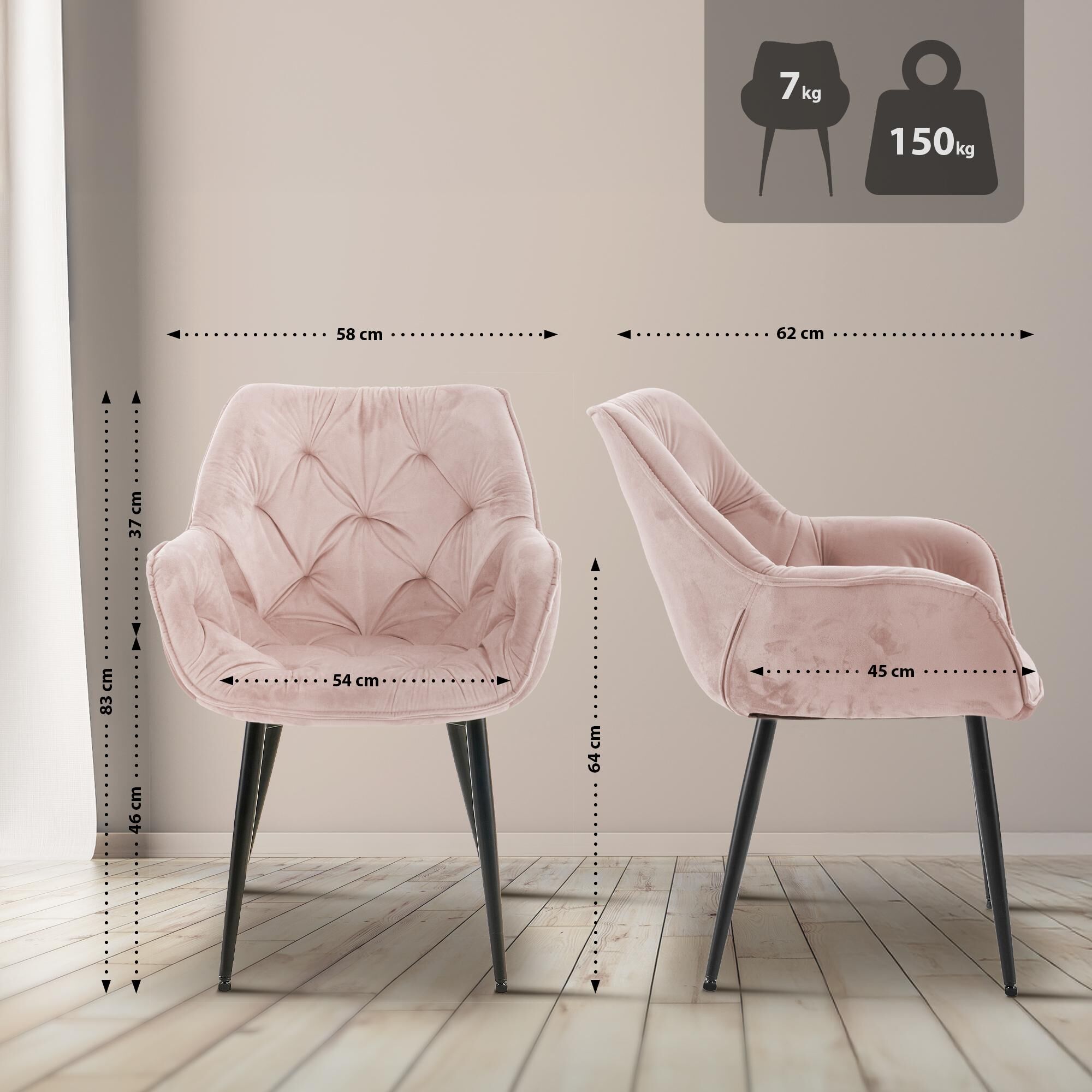 Stuhl Tanna Samt, pink