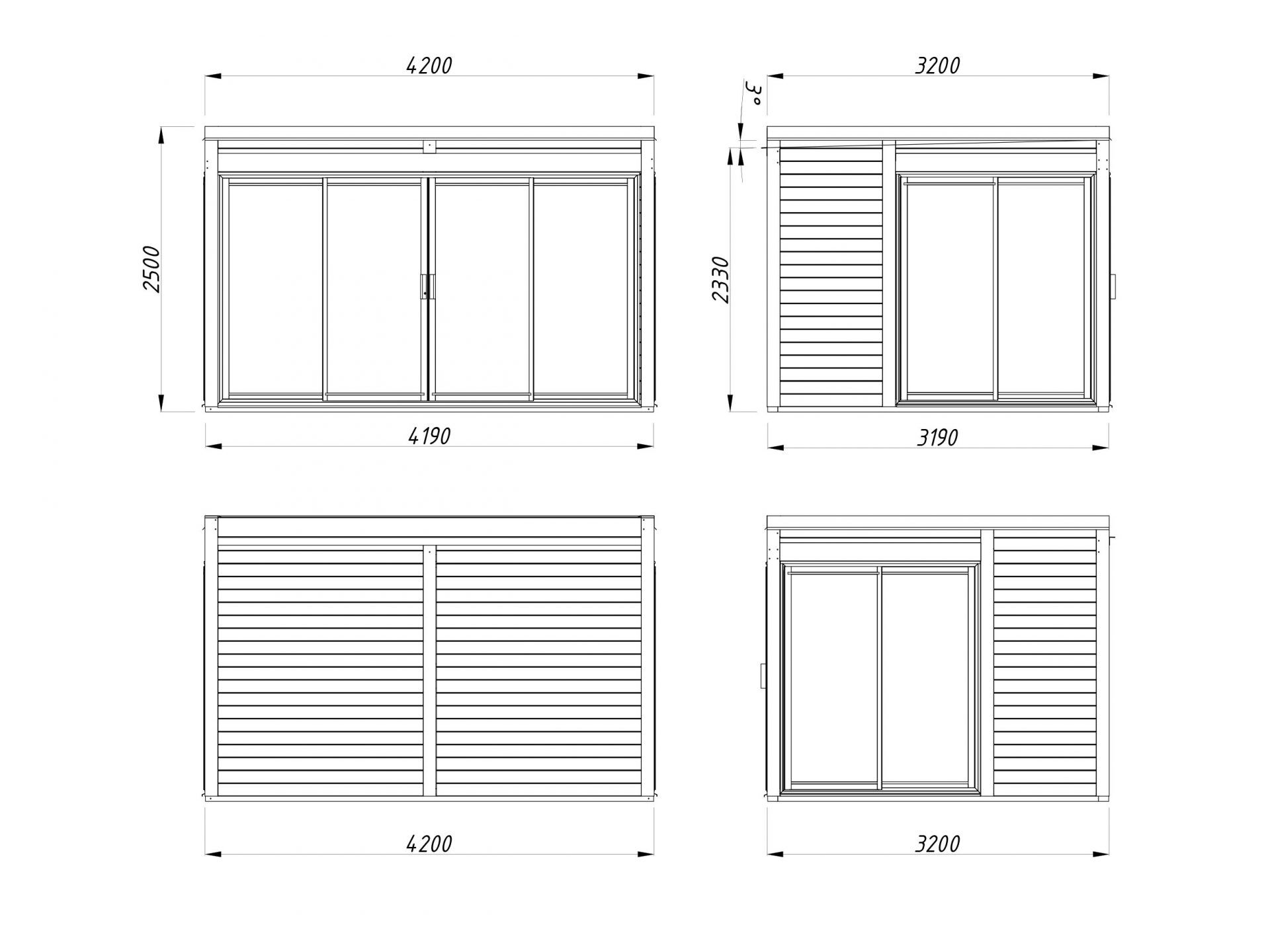 Palmako Pavillon Serena 12,6 m² Set 2 Slide Plus