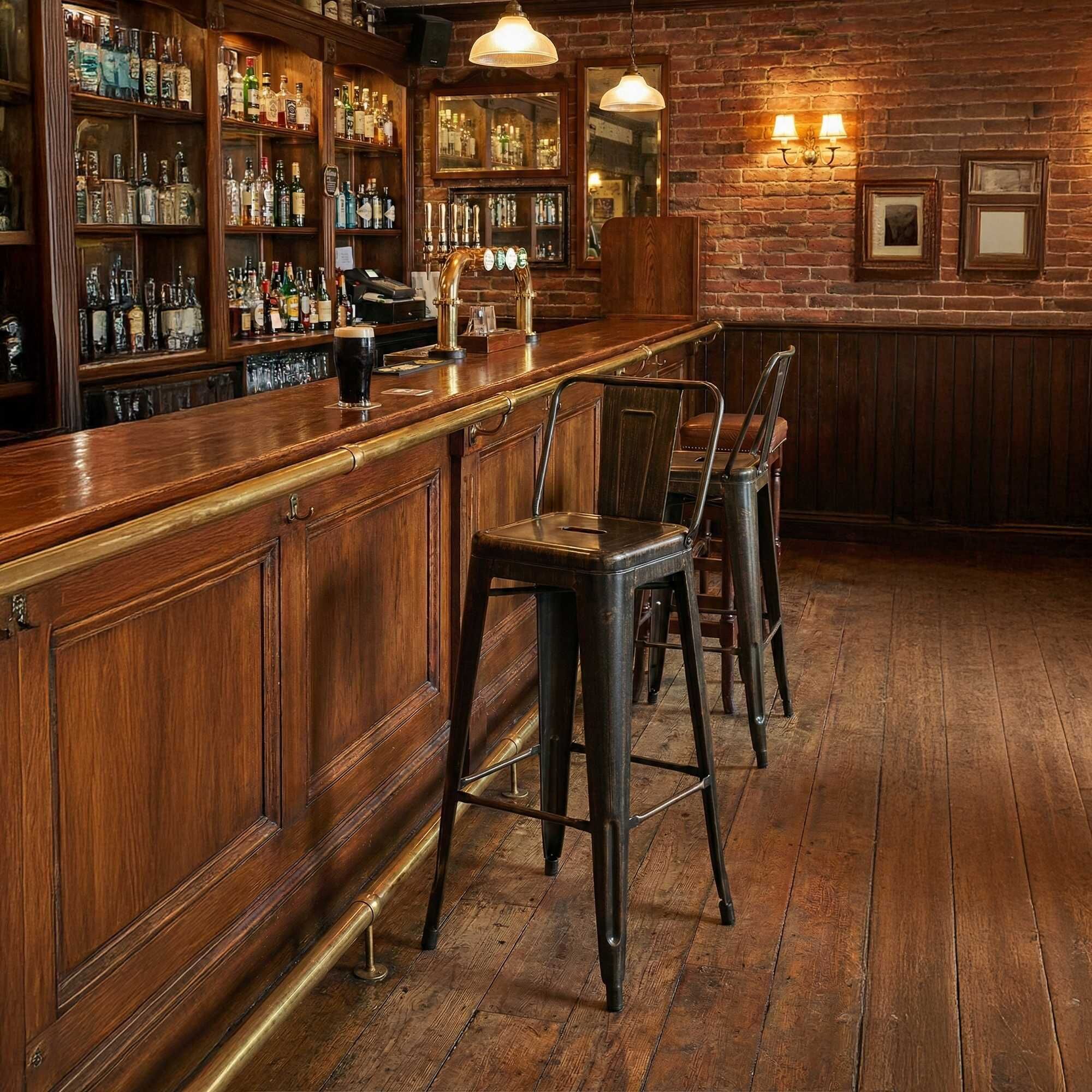 2er Set Barhocker Mason, schwarz-gold