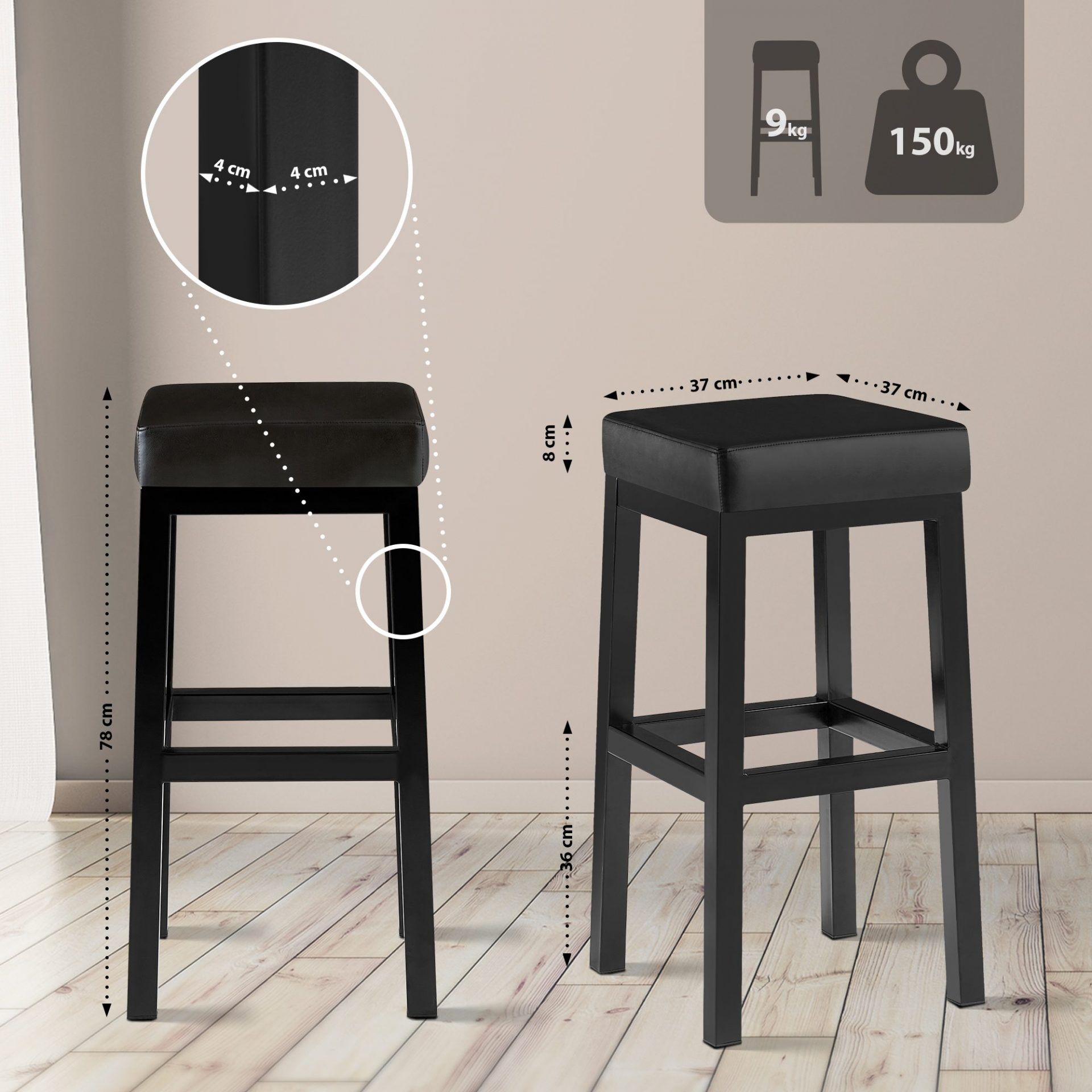 Barhocker Taylor B80, schwarz