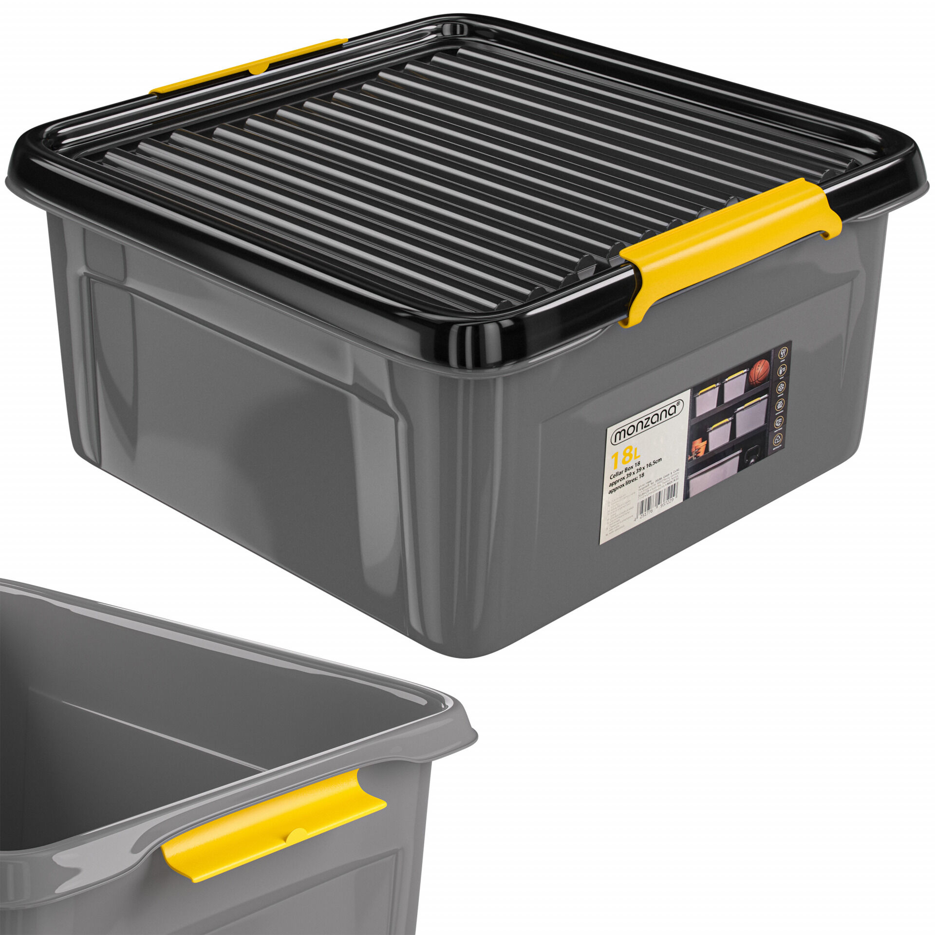 Aufbewahrungsbox Grau/Anthrazit 39x39x16cm stapelbar