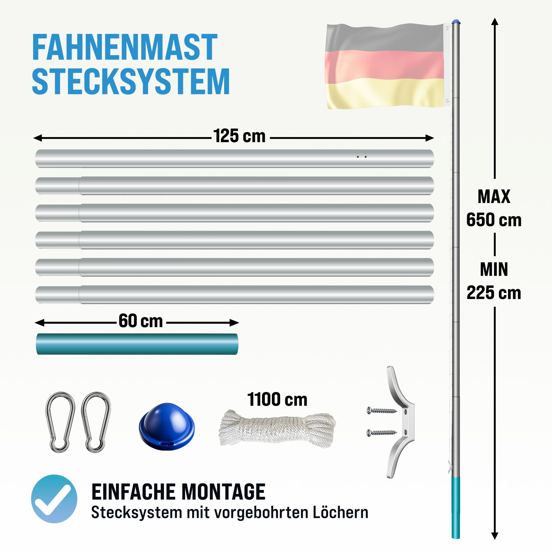 Fahnenmast Alu 650cm