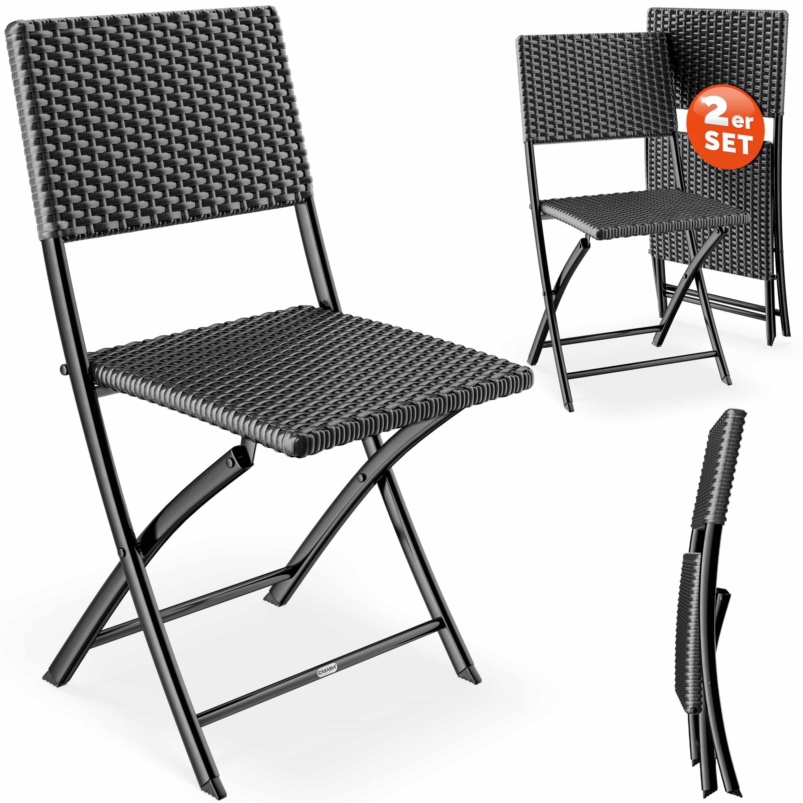 Polyrattan Klappstuhl Rom 2er-Set Anthrazit