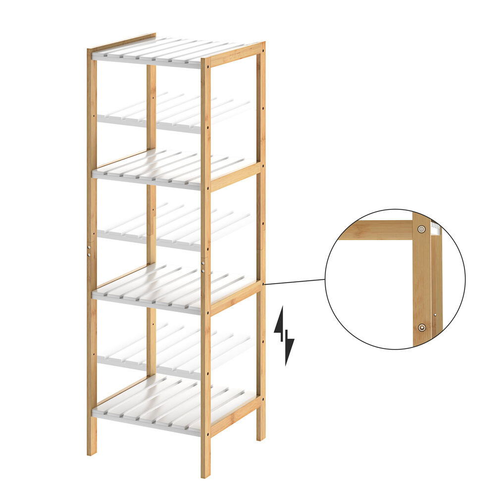 Standregal Bambus Weiß 110x33x34cm