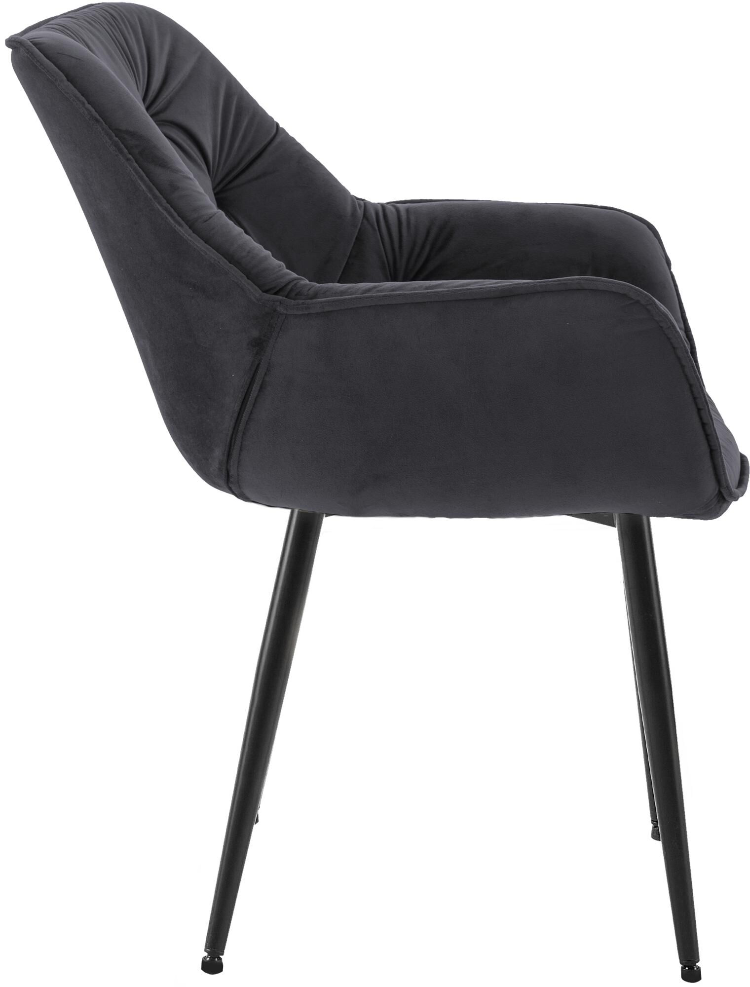 2er Set Stuhl Tanna Samt, schwarz